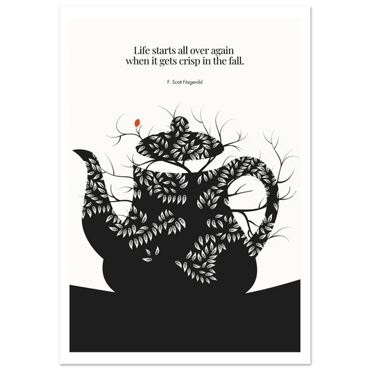 F. Scott Fitzgerald Quote Print - "Life starts all over again" Wall Art Poster-INK & FRAME STUDIO