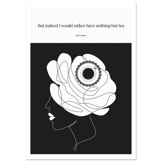 Jane Austen Tea Quote Poster  | Minimalist Line Art Print-INK & FRAME STUDIO