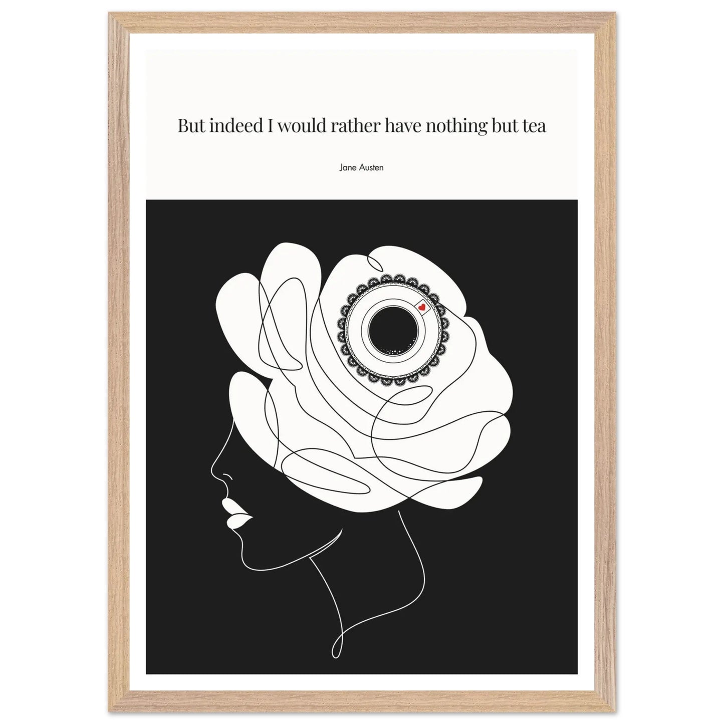 Jane Austen Tea Quote Poster  | Minimalist Line Art Print-INK & FRAME STUDIO