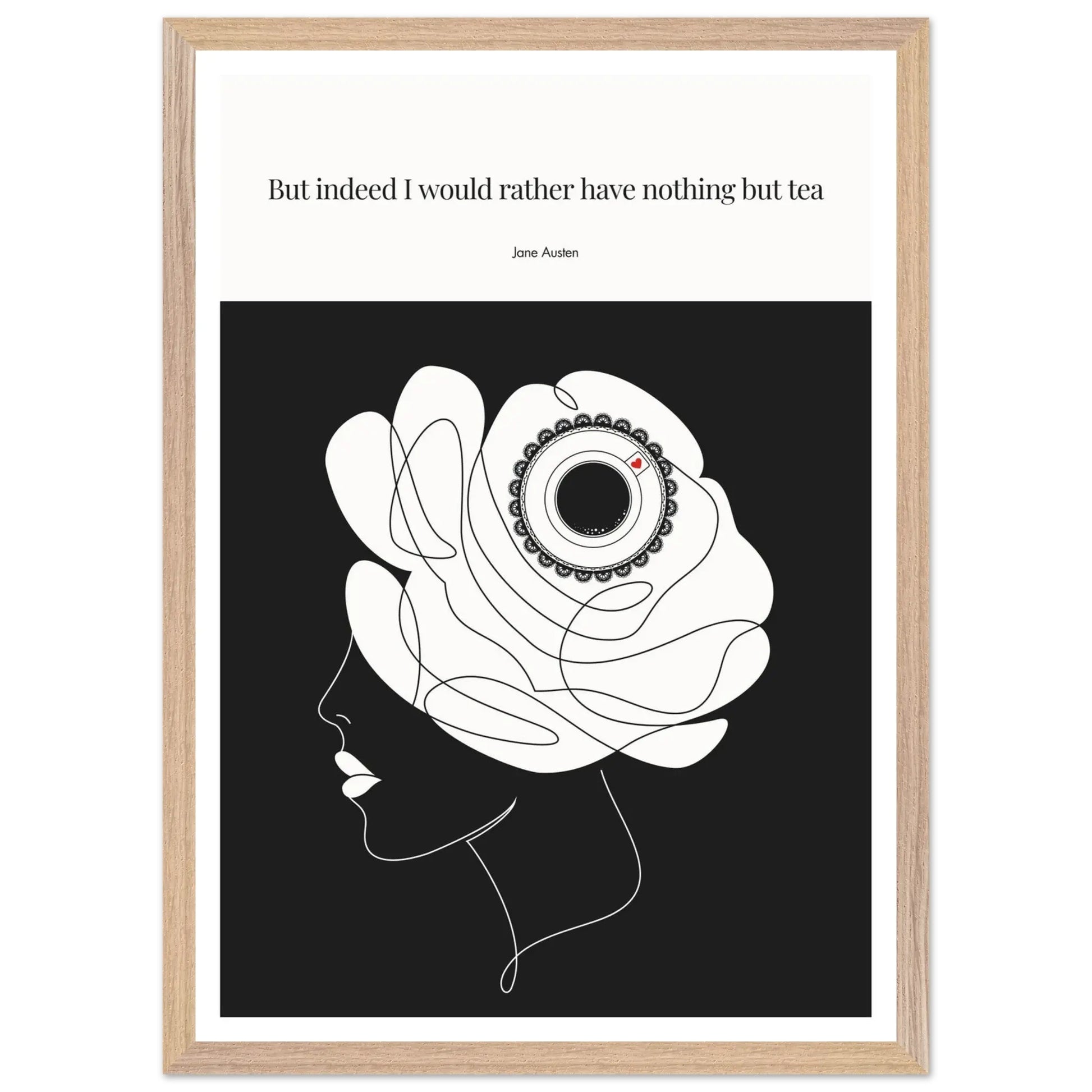 Jane Austen Tea Quote Poster  | Minimalist Line Art Print-INK & FRAME STUDIO
