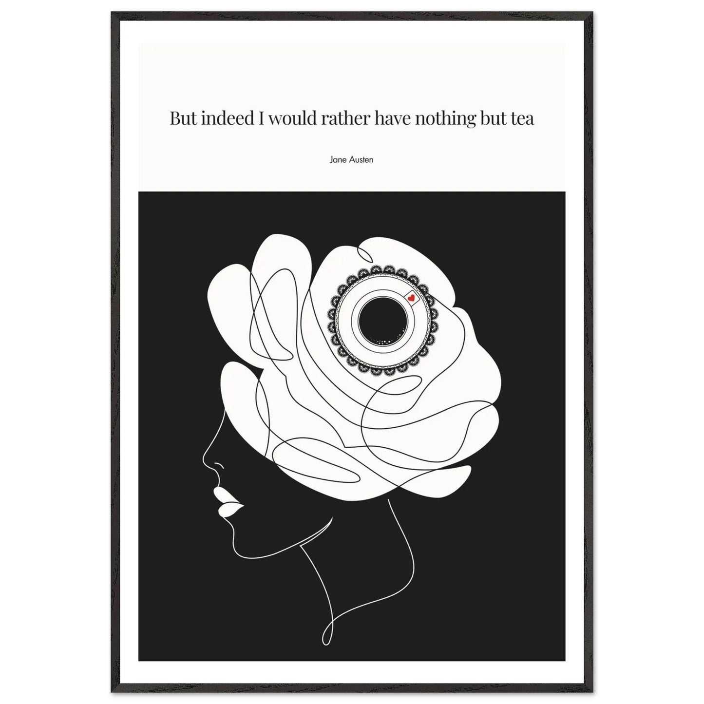 Jane Austen Tea Quote Poster  | Minimalist Line Art Print-INK & FRAME STUDIO