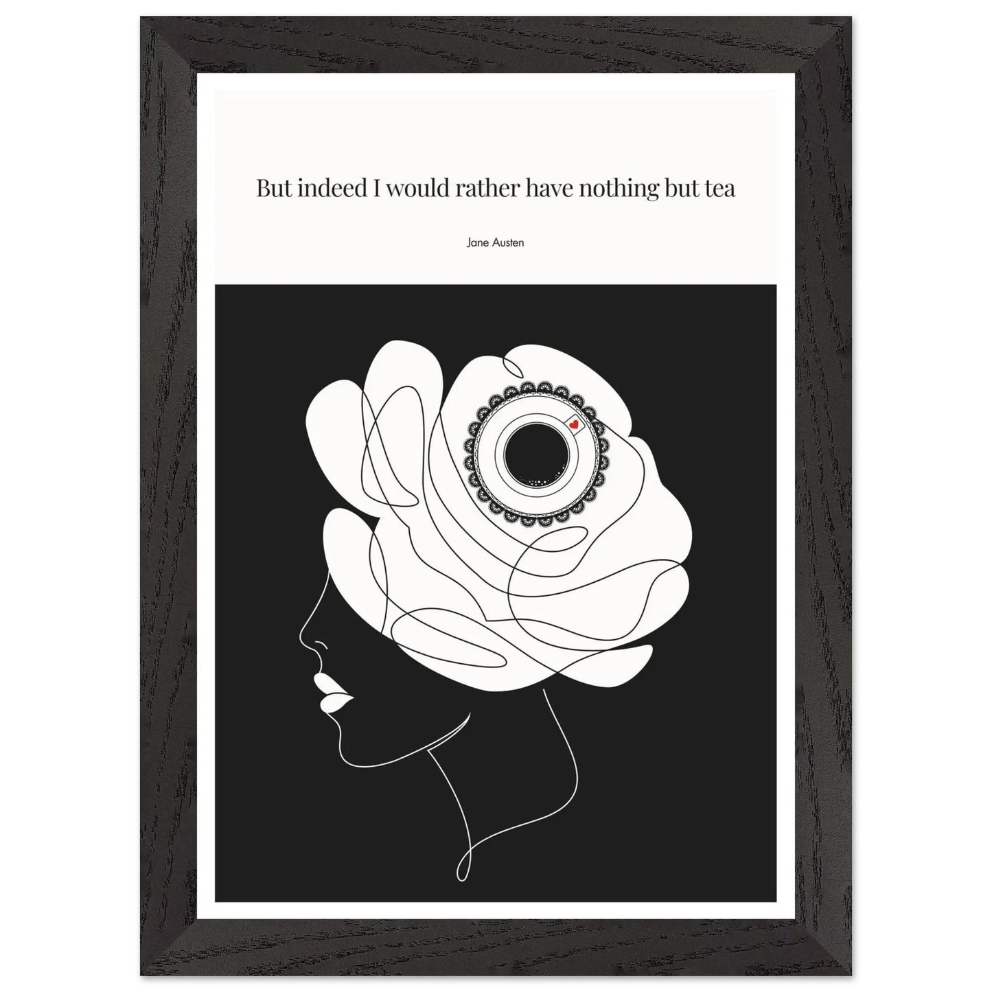 Jane Austen Tea Quote Poster  | Minimalist Line Art Print-INK & FRAME STUDIO