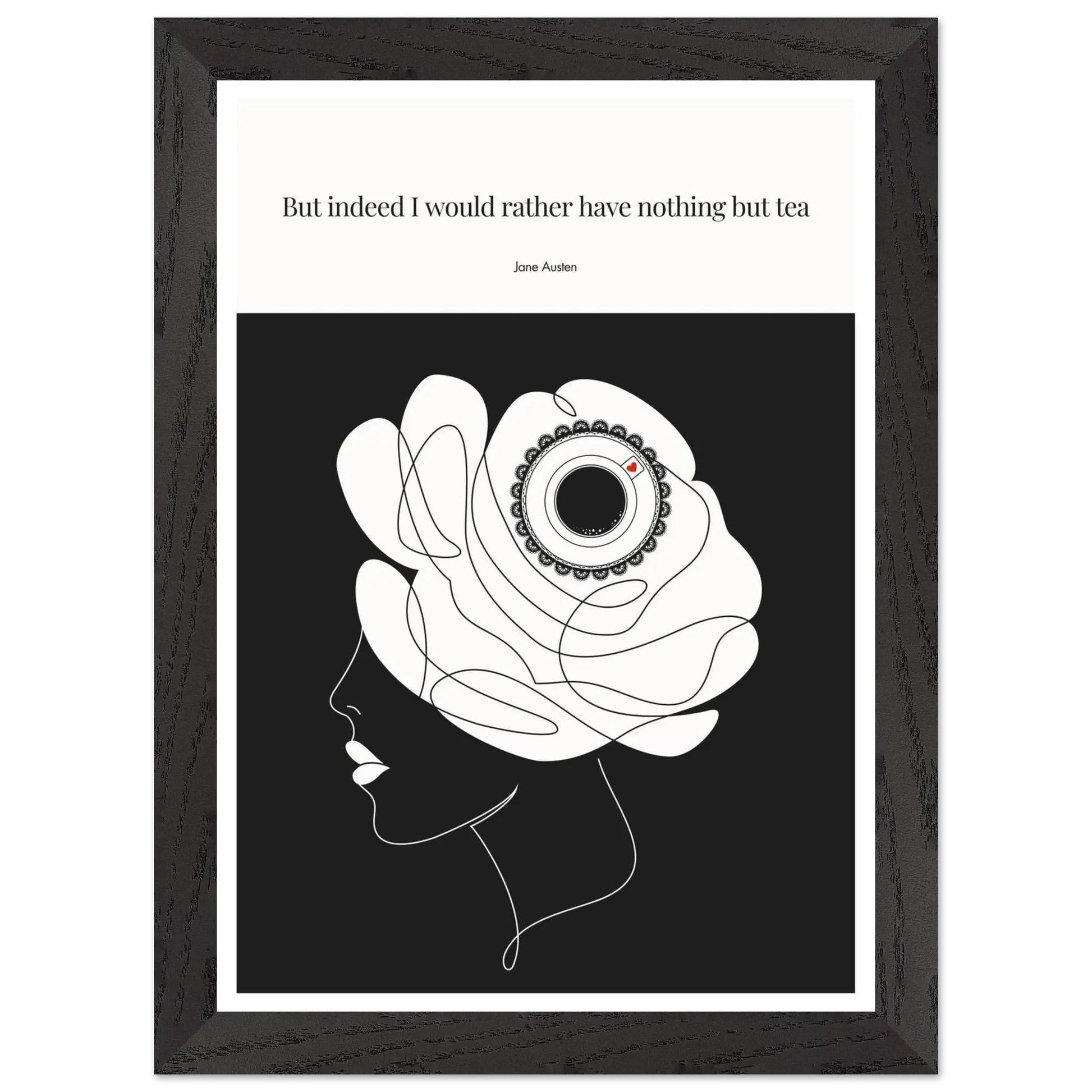 Jane Austen Tea Quote Poster  | Minimalist Line Art Print-INK & FRAME STUDIO