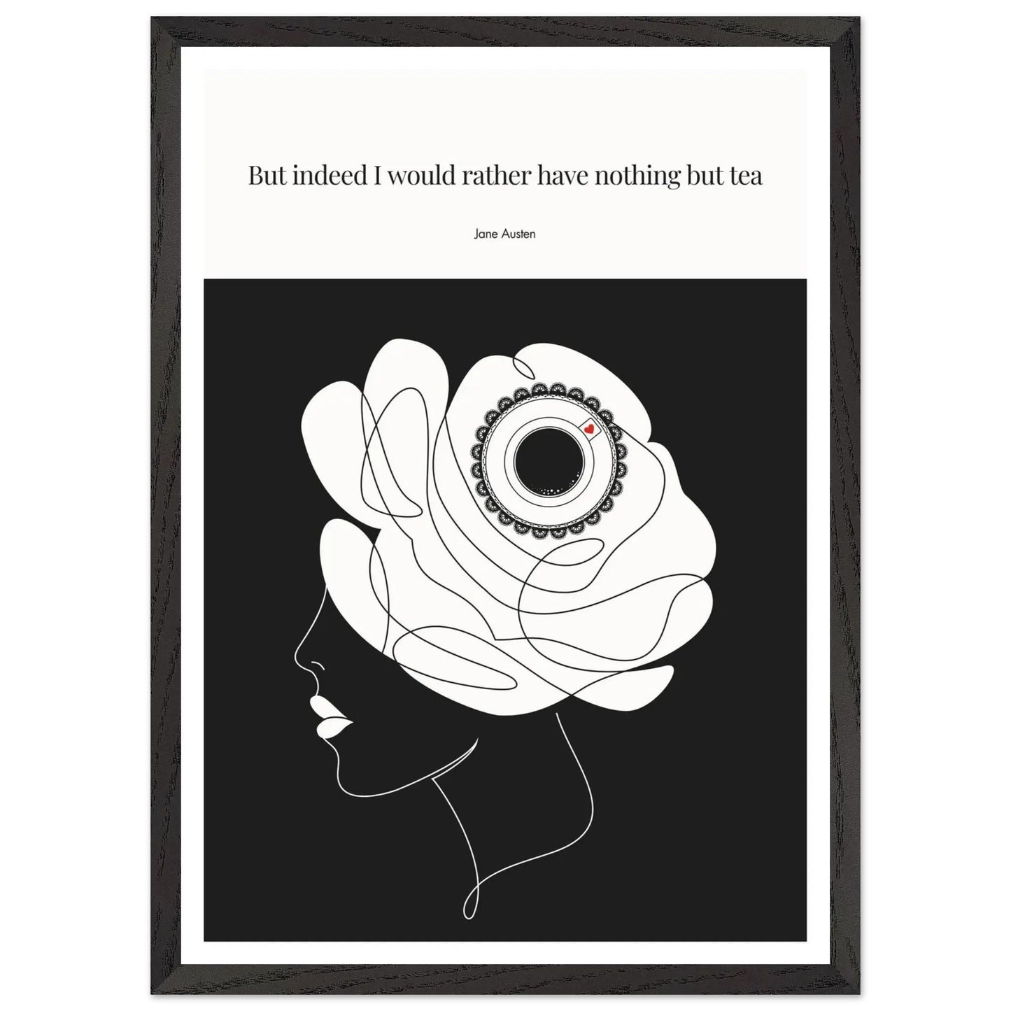 Jane Austen Tea Quote Poster  | Minimalist Line Art Print-INK & FRAME STUDIO