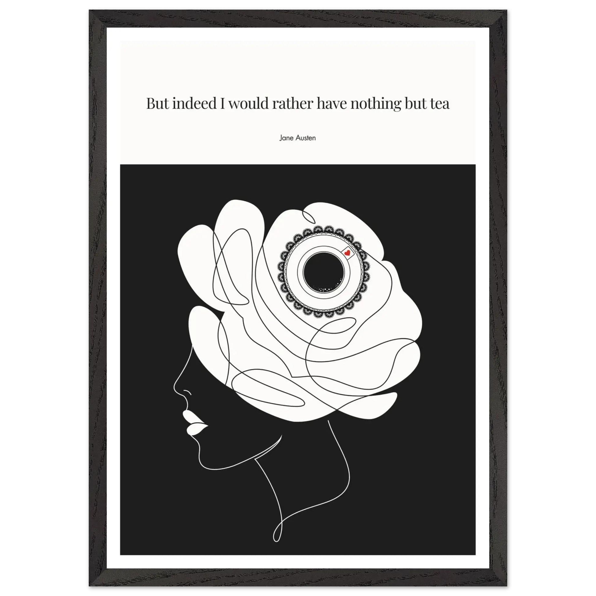 Jane Austen Tea Quote Poster  | Minimalist Line Art Print-INK & FRAME STUDIO