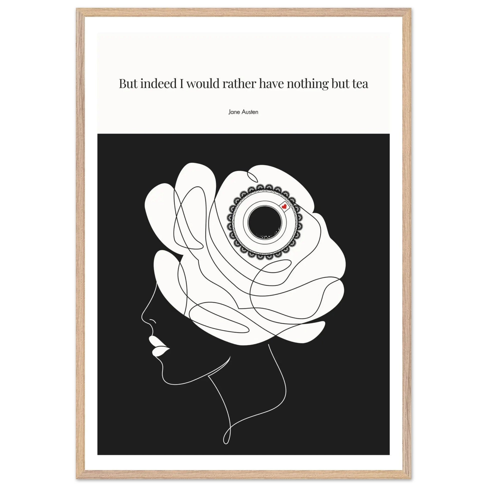 Jane Austen Tea Quote Poster  | Minimalist Line Art Print-INK & FRAME STUDIO