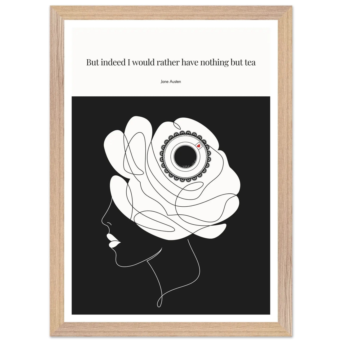 Jane Austen Tea Quote Poster  | Minimalist Line Art Print-INK & FRAME STUDIO
