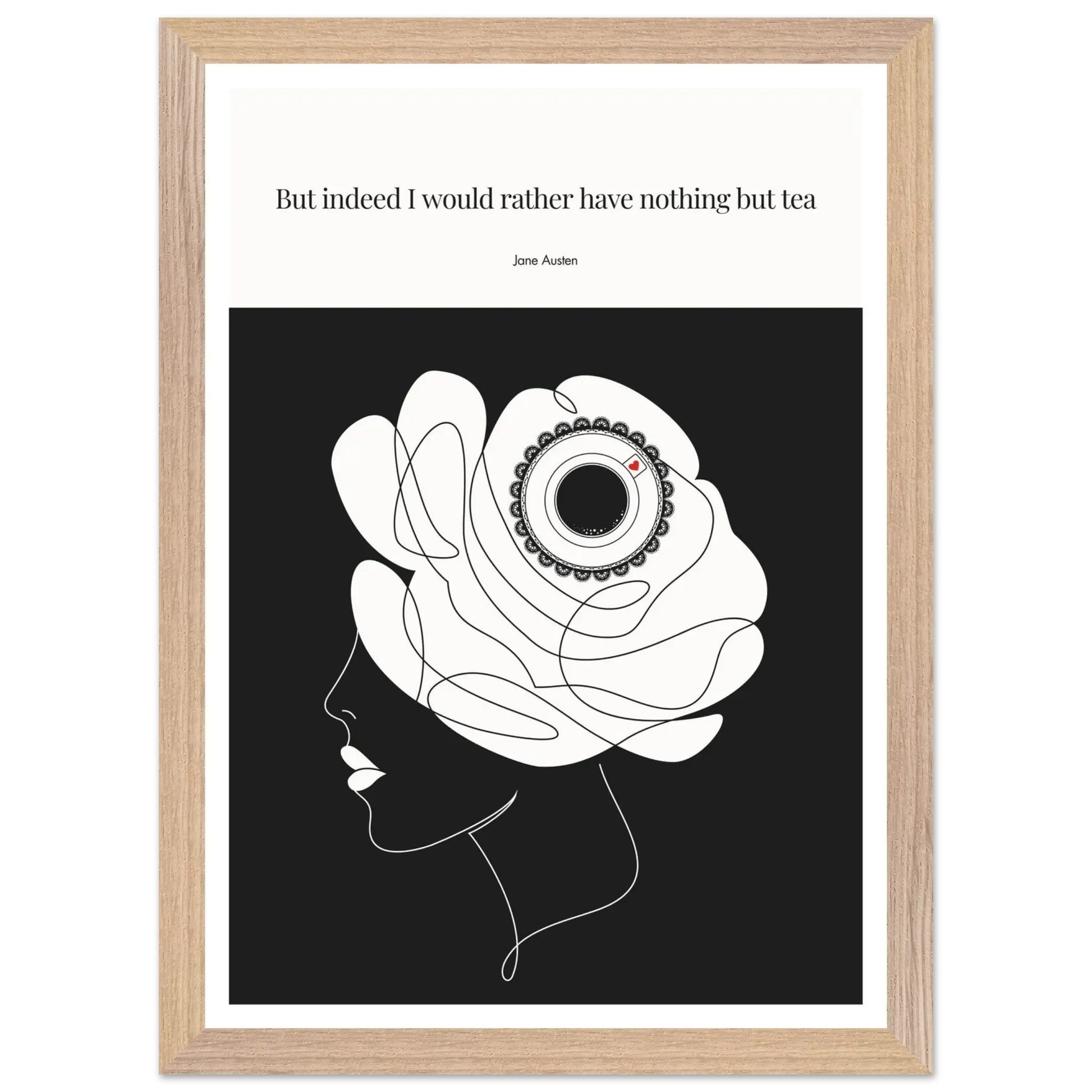 Jane Austen Tea Quote Poster  | Minimalist Line Art Print-INK & FRAME STUDIO