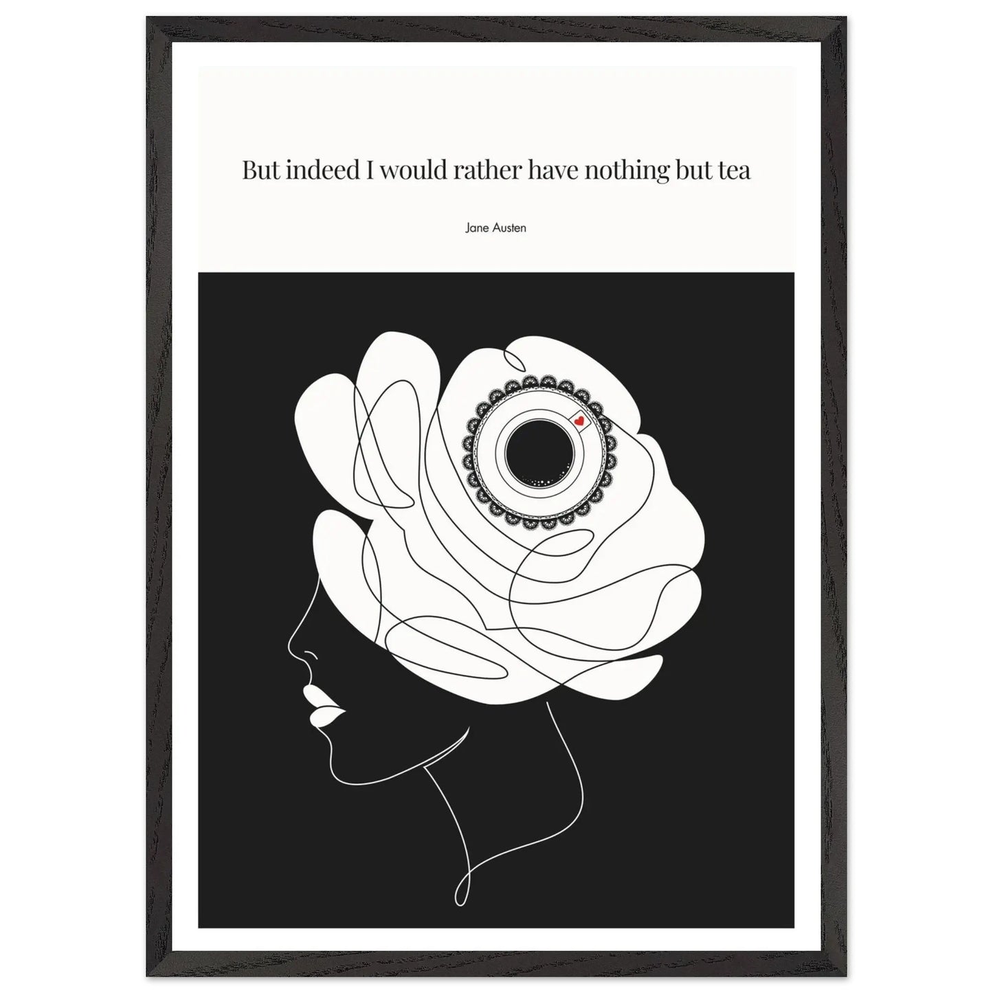 Jane Austen Tea Quote Poster  | Minimalist Line Art Print-INK & FRAME STUDIO