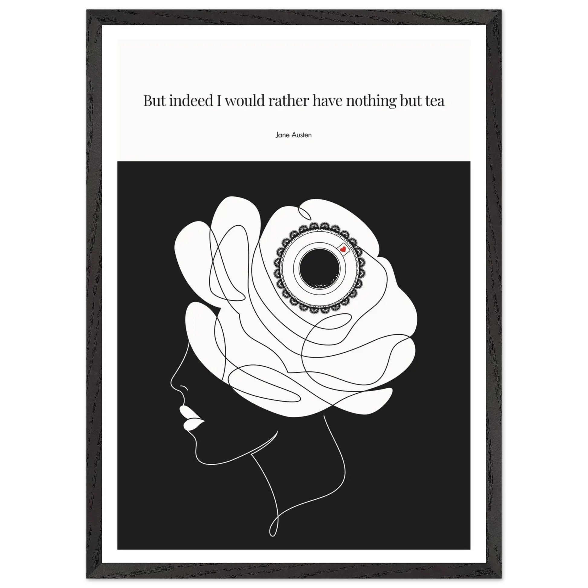 Jane Austen Tea Quote Poster  | Minimalist Line Art Print-INK & FRAME STUDIO