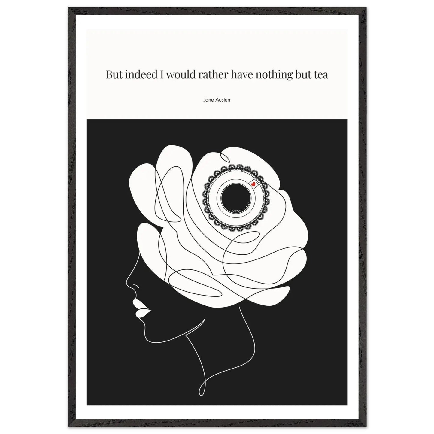 Jane Austen Tea Quote Poster  | Minimalist Line Art Print-INK & FRAME STUDIO