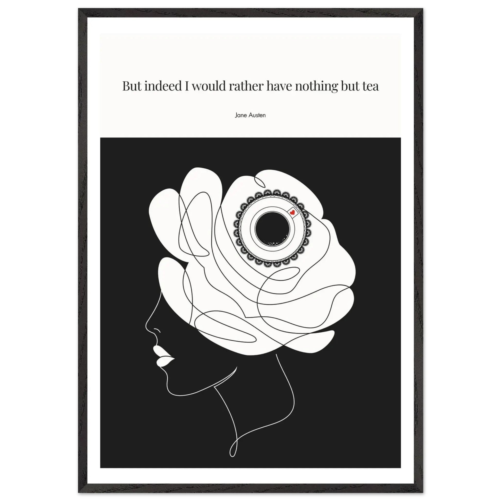 Jane Austen Tea Quote Poster  | Minimalist Line Art Print-INK & FRAME STUDIO