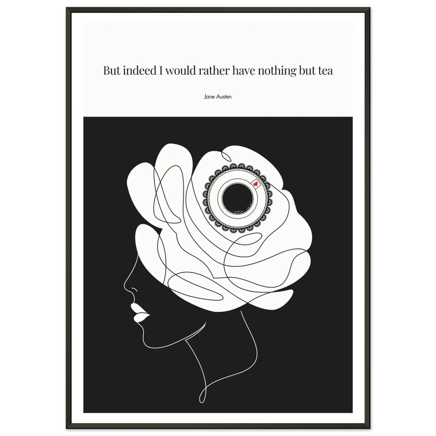Jane Austen Tea Quote Poster  | Minimalist Line Art Print-INK & FRAME STUDIO