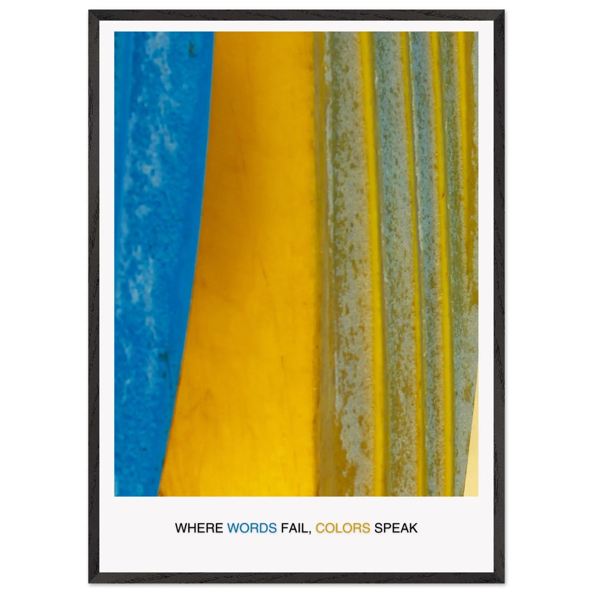 Abstract Blue Yellow Wall Art - Bold Colorful Modern Design  Print Material INK & FRAME STUDIO