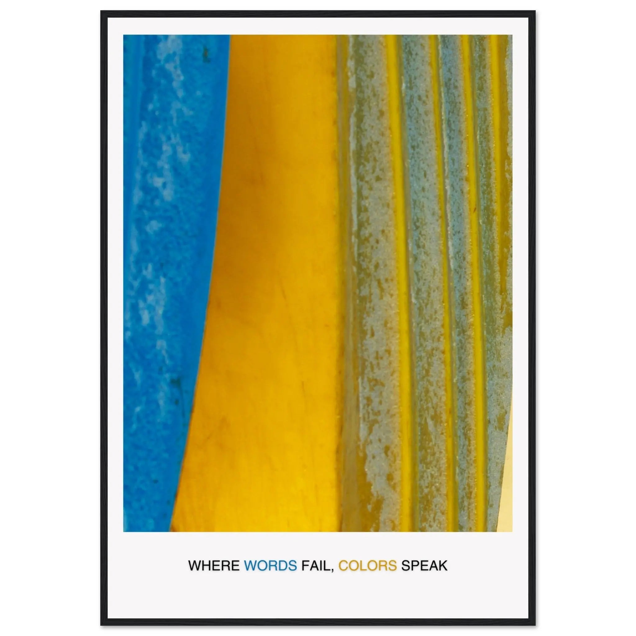 Abstract Blue Yellow Wall Art - Bold Colorful Modern Design  Print Material INK & FRAME STUDIO