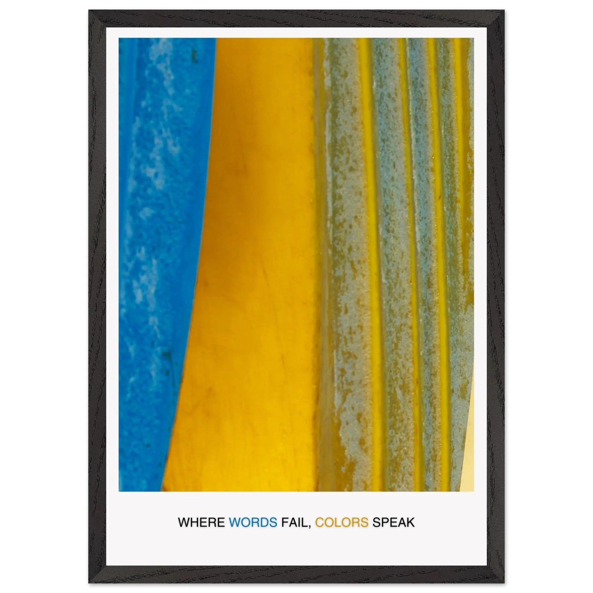 Abstract Blue Yellow Wall Art - Bold Colorful Modern Design  Print Material INK & FRAME STUDIO