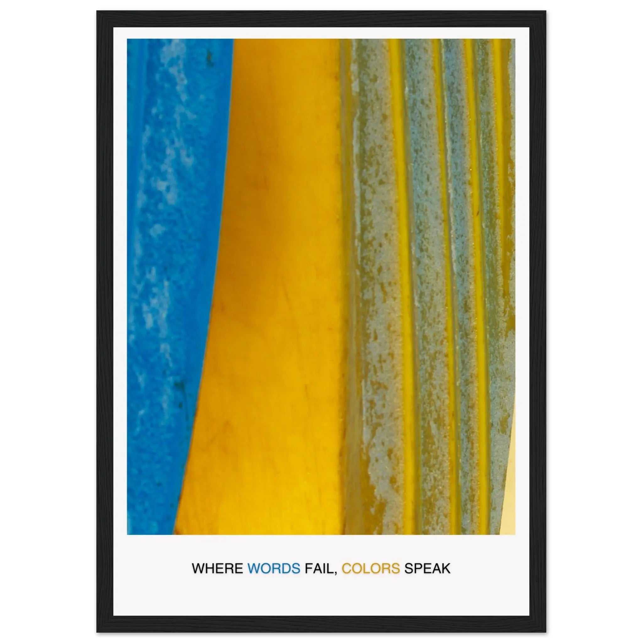 Abstract Blue Yellow Wall Art - Bold Colorful Modern Design  Print Material INK & FRAME STUDIO