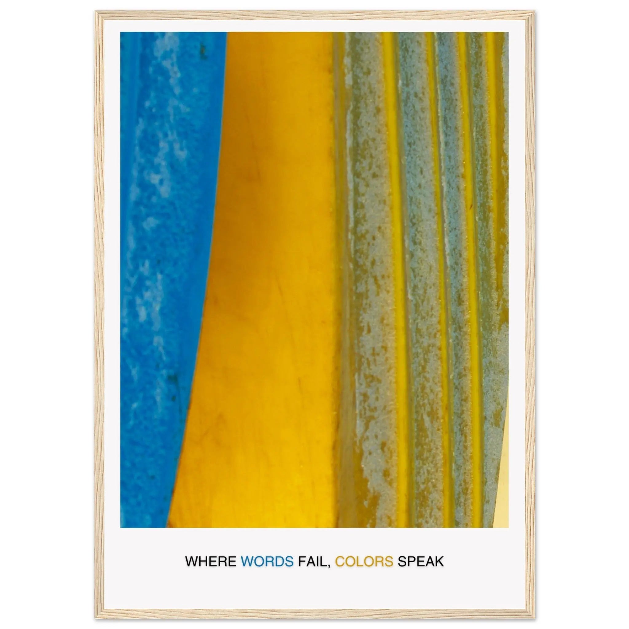 Abstract Blue Yellow Wall Art - Bold Colorful Modern Design  Print Material INK & FRAME STUDIO