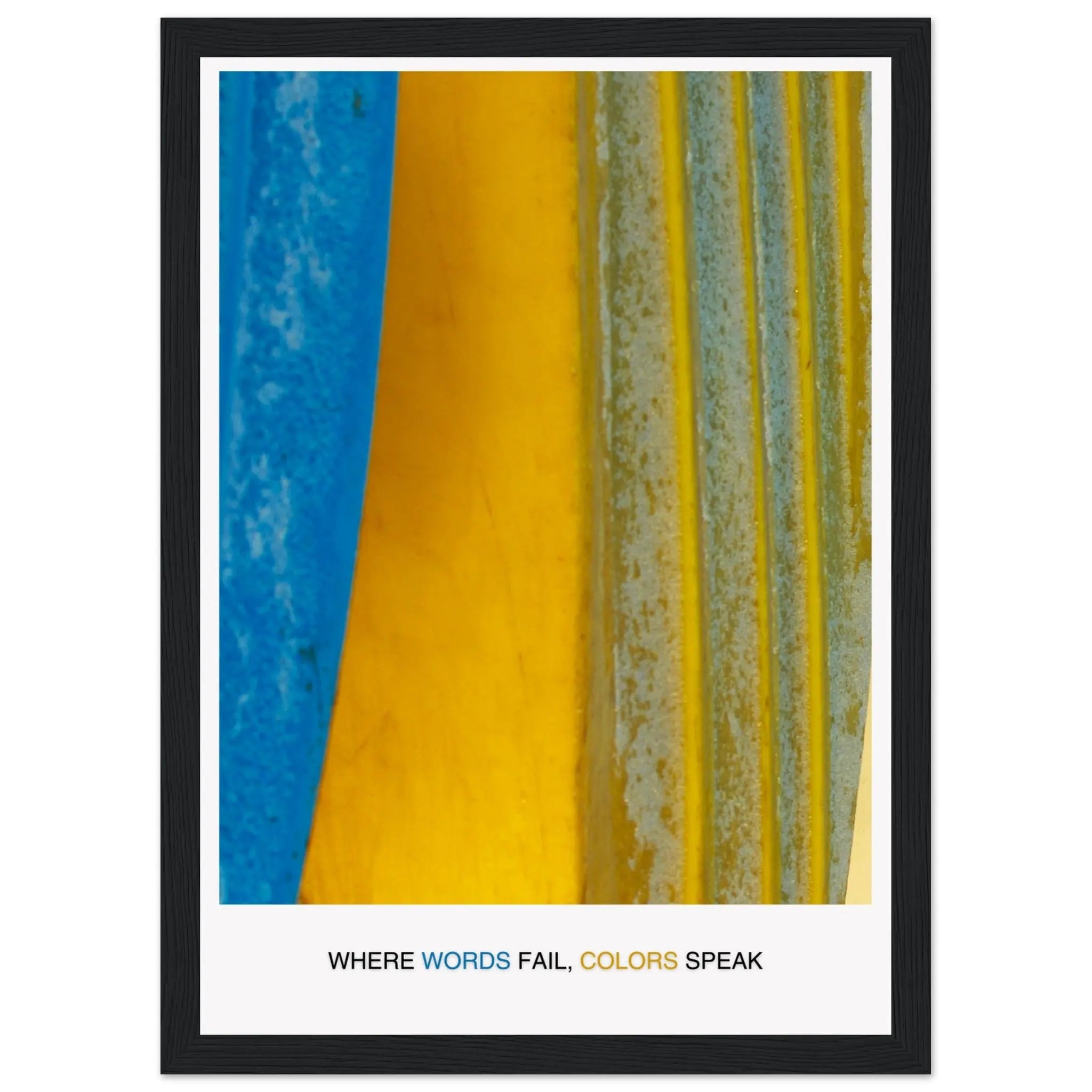 Abstract Blue Yellow Wall Art - Bold Colorful Modern Design  Print Material INK & FRAME STUDIO