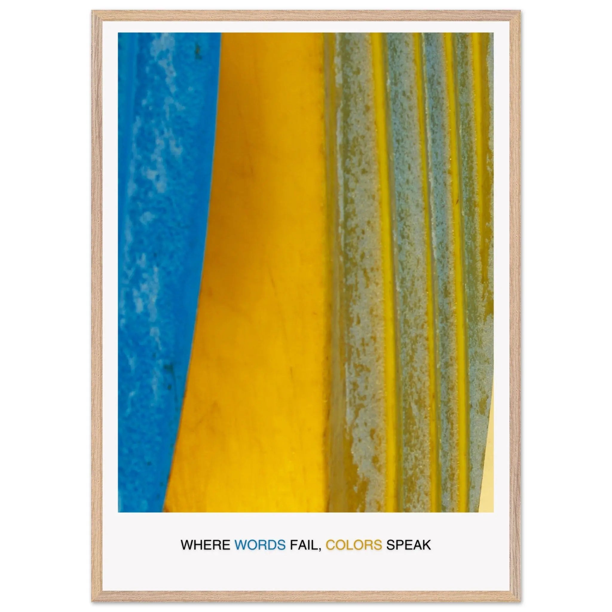 Abstract Blue Yellow Wall Art - Bold Colorful Modern Design  Print Material INK & FRAME STUDIO