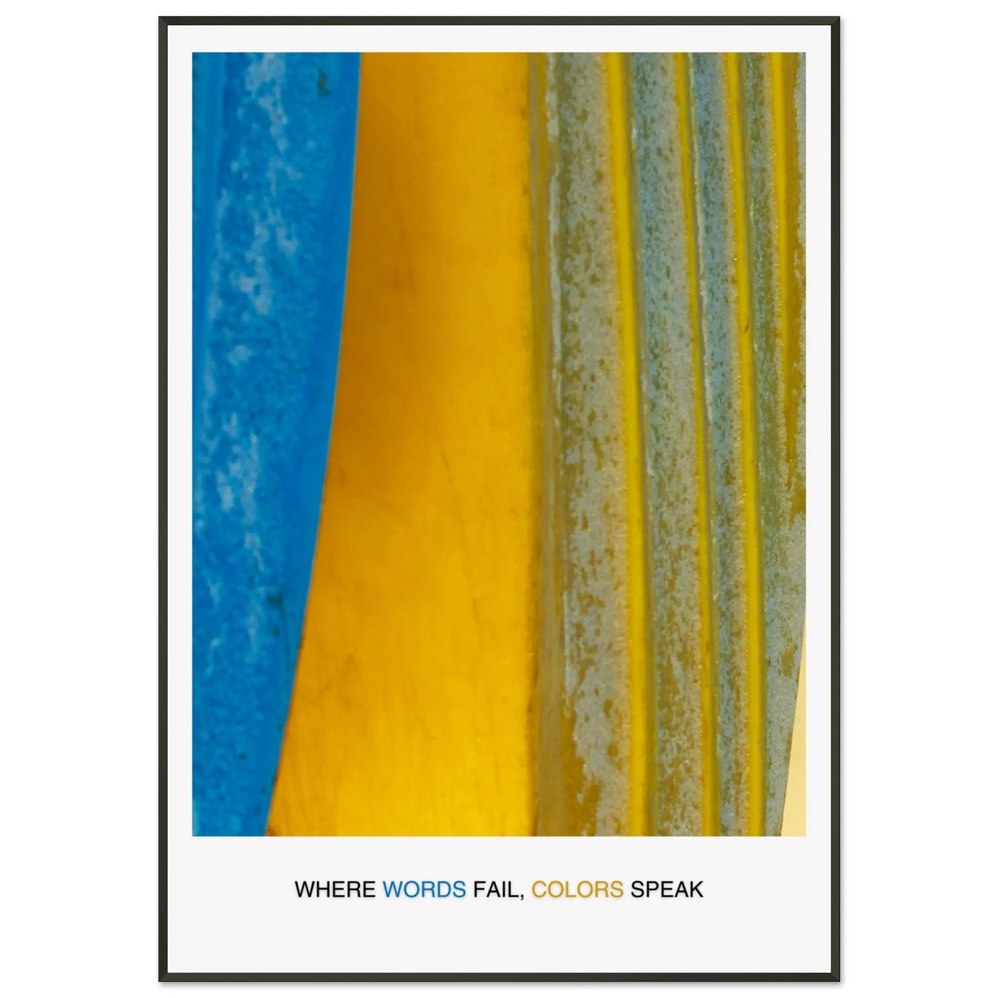Abstract Blue Yellow Wall Art - Bold Colorful Modern Design  Print Material INK & FRAME STUDIO