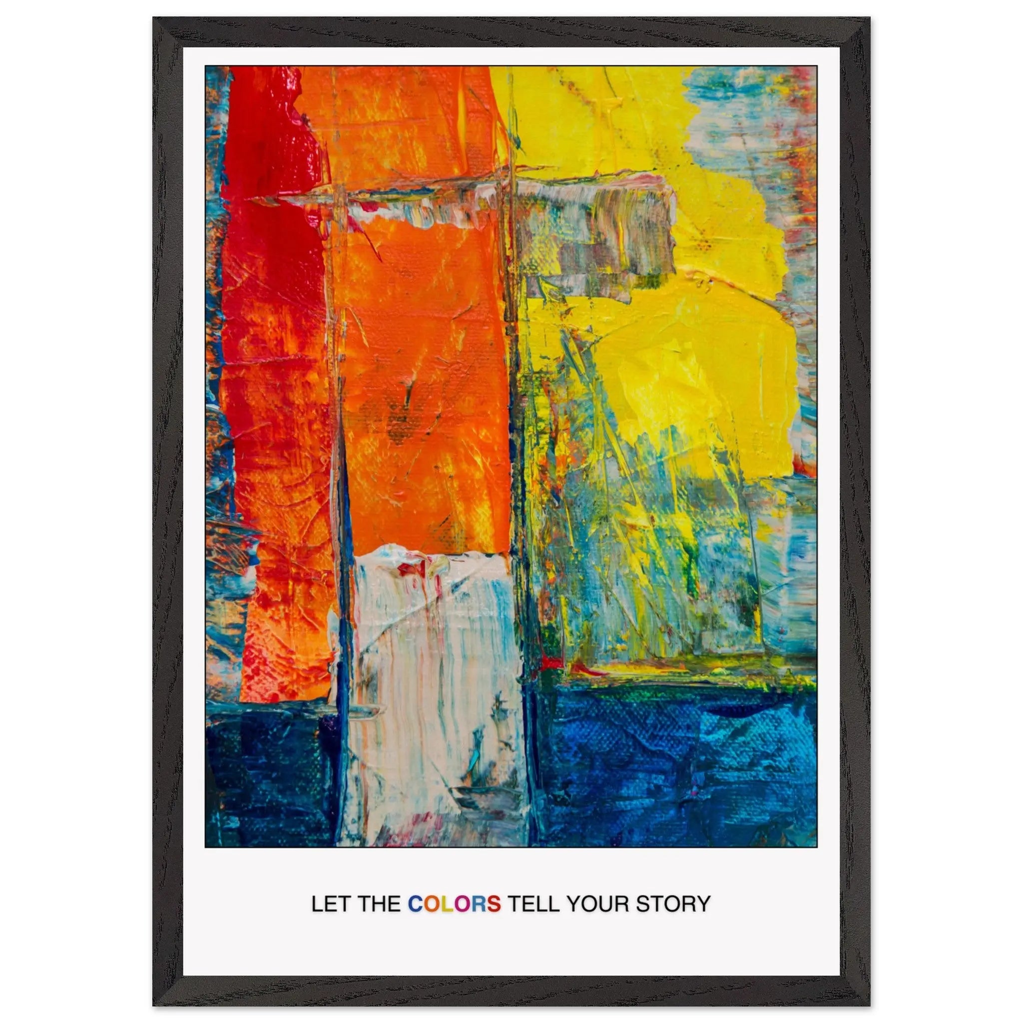 Abstract Explosion of Colorful Expression: Perfect Art for Living Rooms or Creative Spaces -uplifting poster décor, Christmas Poster Gift  Print Material INK & FRAME STUDIO