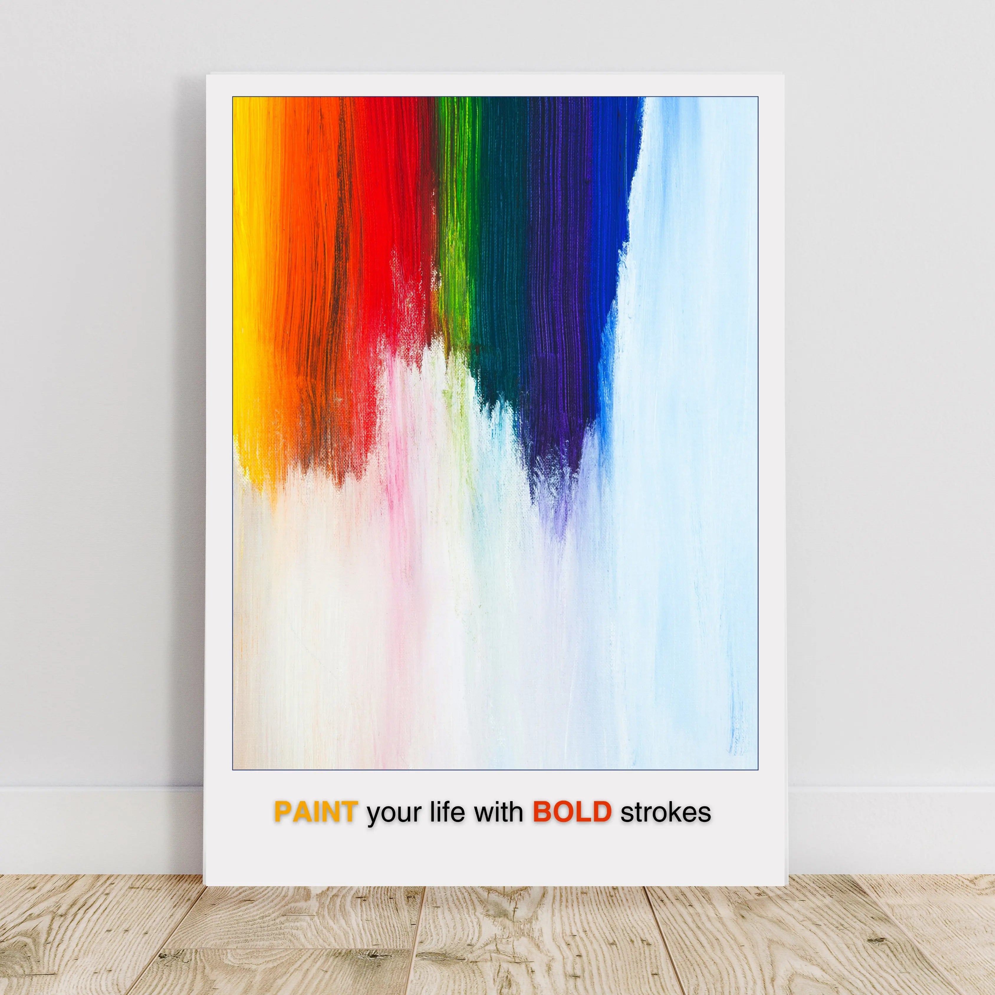 Colorful Abstract Brushstroke Art Print with Vibrant Rainbow Wall Decor  Print Material INK & FRAME STUDIO