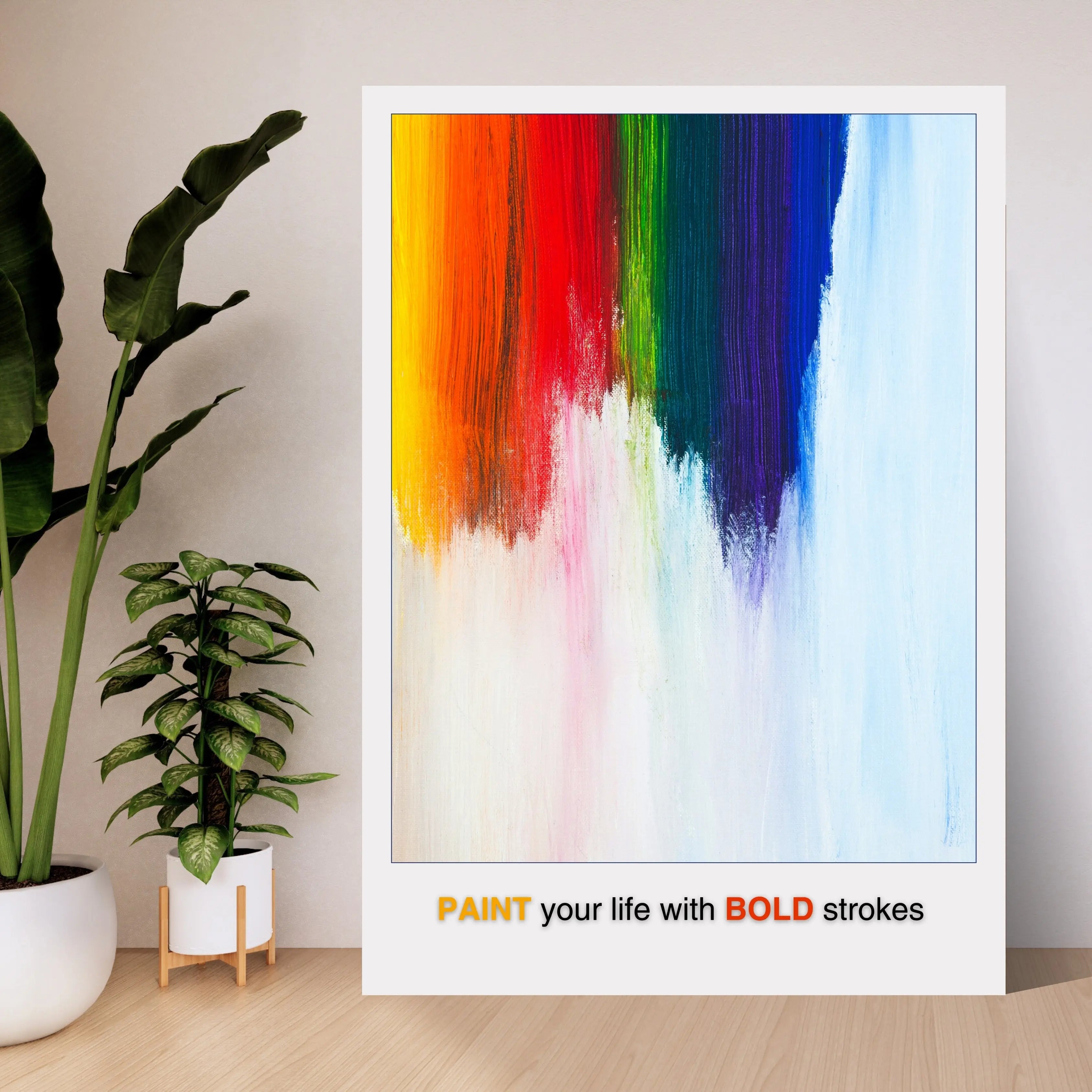 Colorful Abstract Brushstroke Art Print with Vibrant Rainbow Wall Decor  Print Material INK & FRAME STUDIO