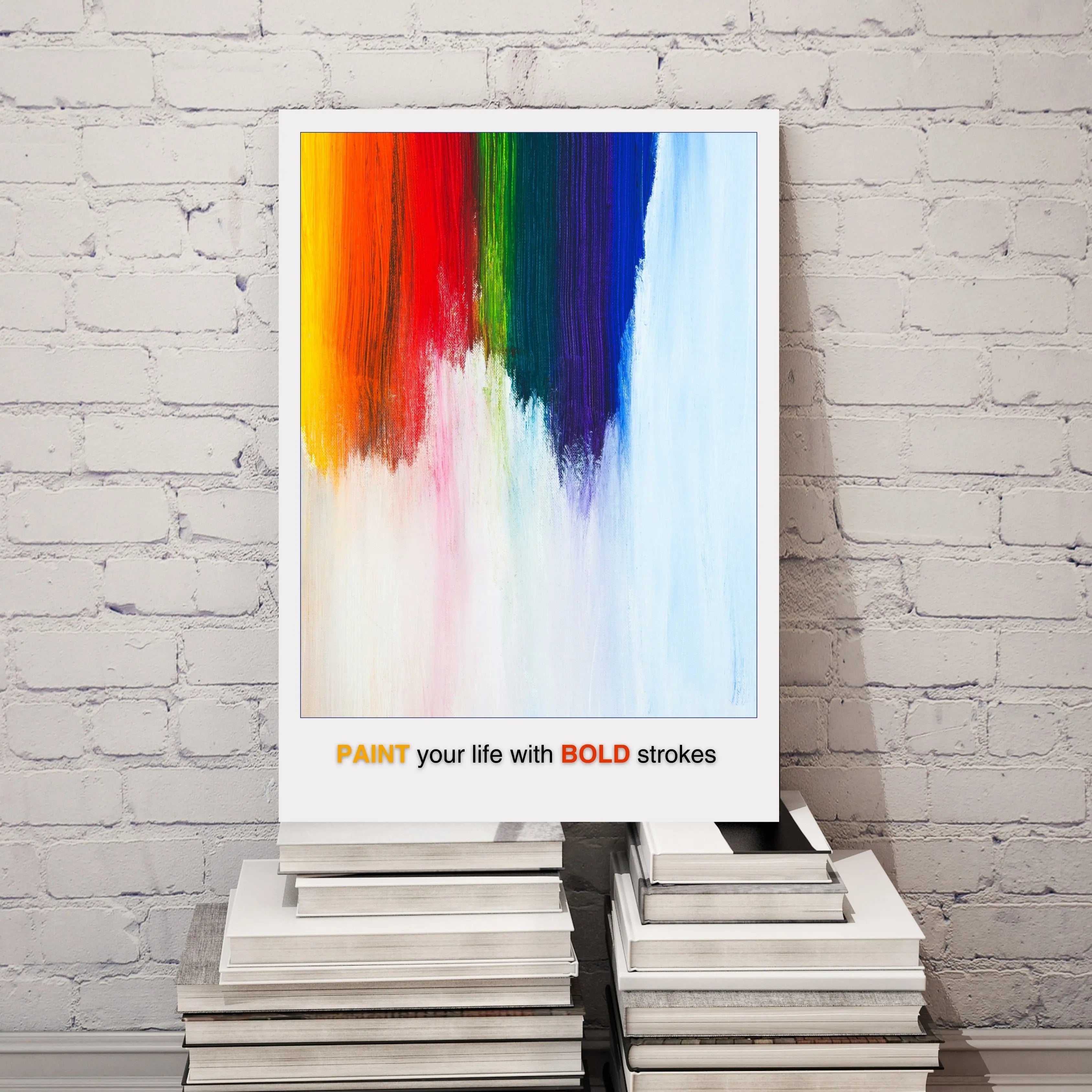 Colorful Abstract Brushstroke Art Print with Vibrant Rainbow Wall Decor  Print Material INK & FRAME STUDIO