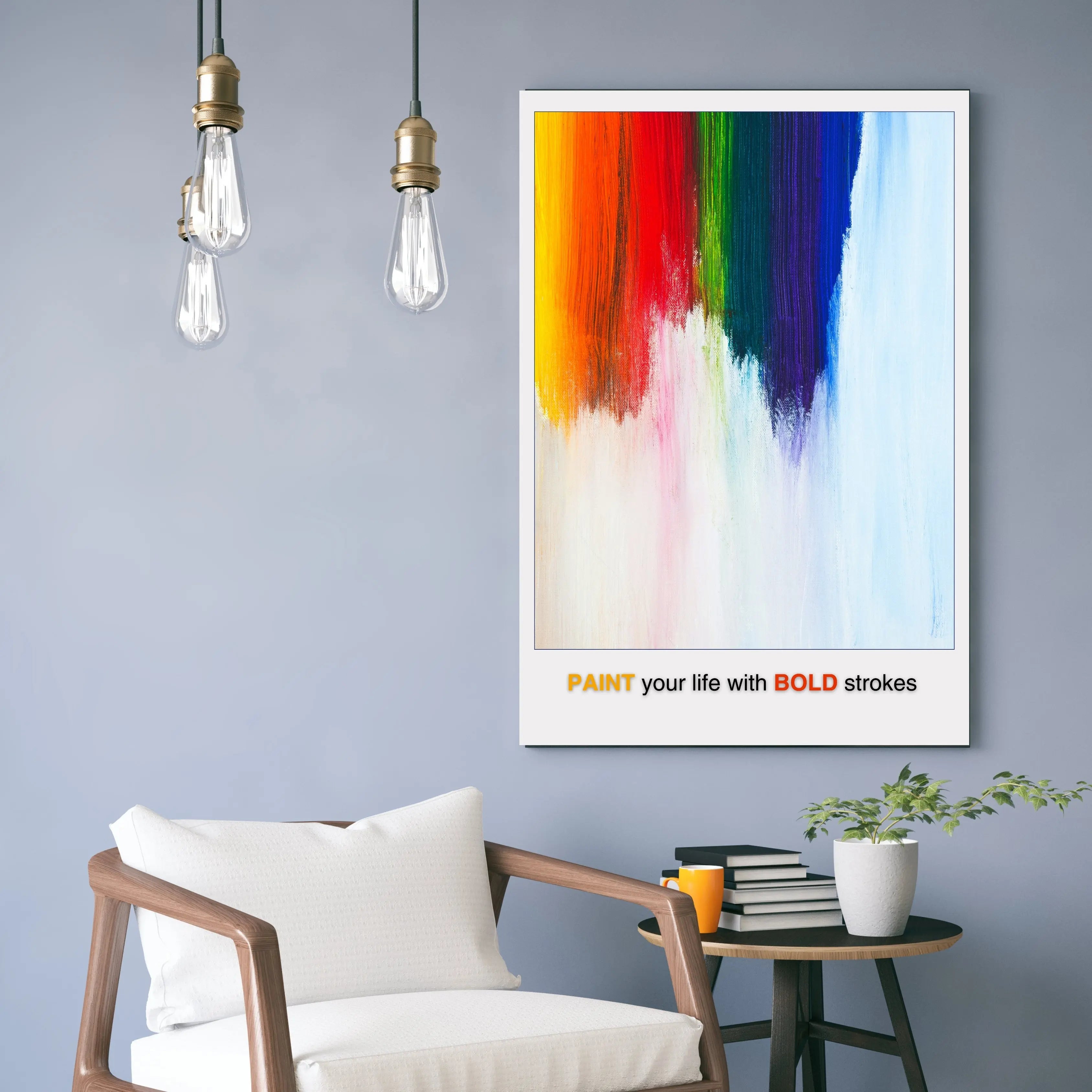 Colorful Abstract Brushstroke Art Print with Vibrant Rainbow Wall Decor  Print Material INK & FRAME STUDIO