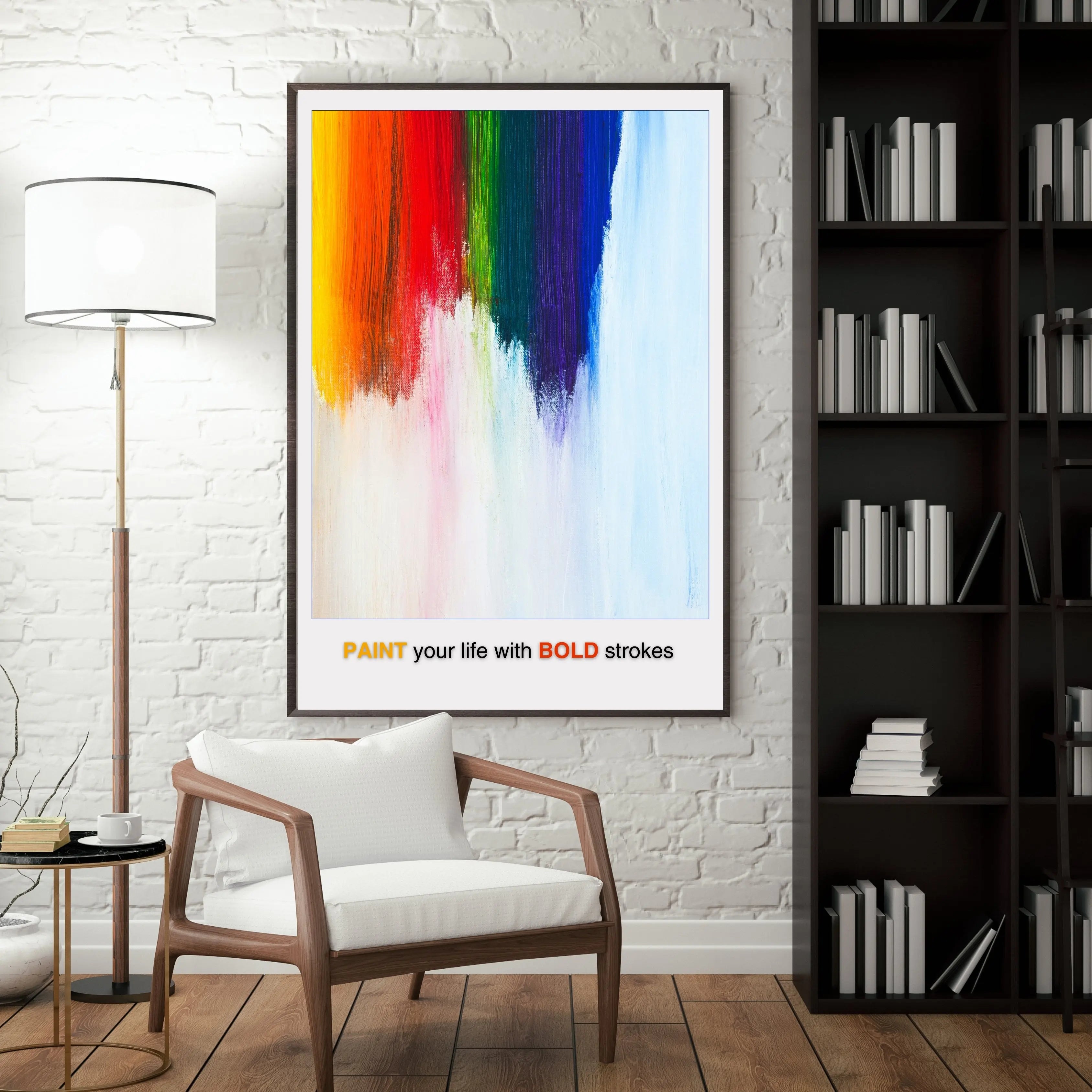 Colorful Abstract Brushstroke Art Print with Vibrant Rainbow Wall Decor  Print Material INK & FRAME STUDIO