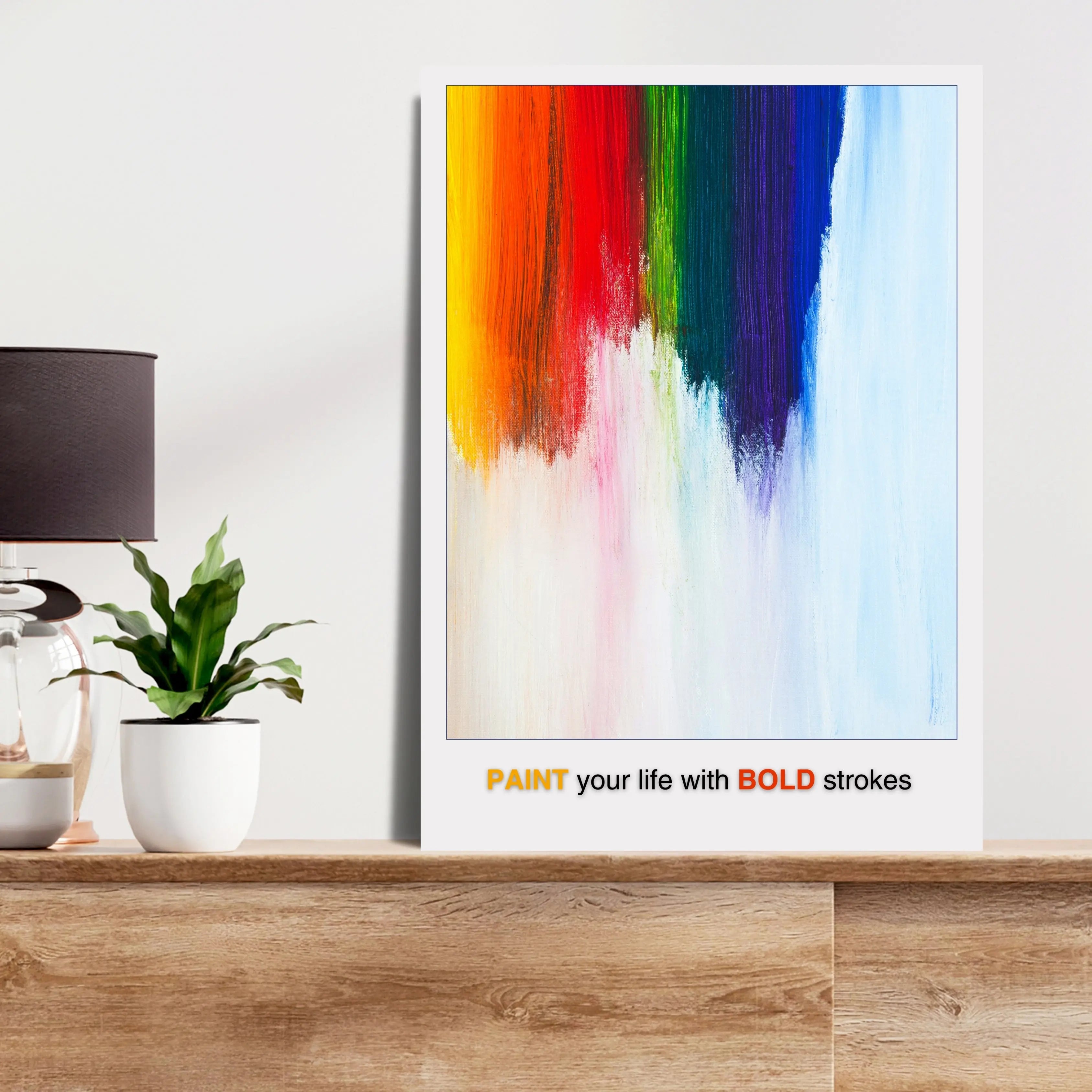 Colorful Abstract Brushstroke Art Print with Vibrant Rainbow Wall Decor  Print Material INK & FRAME STUDIO