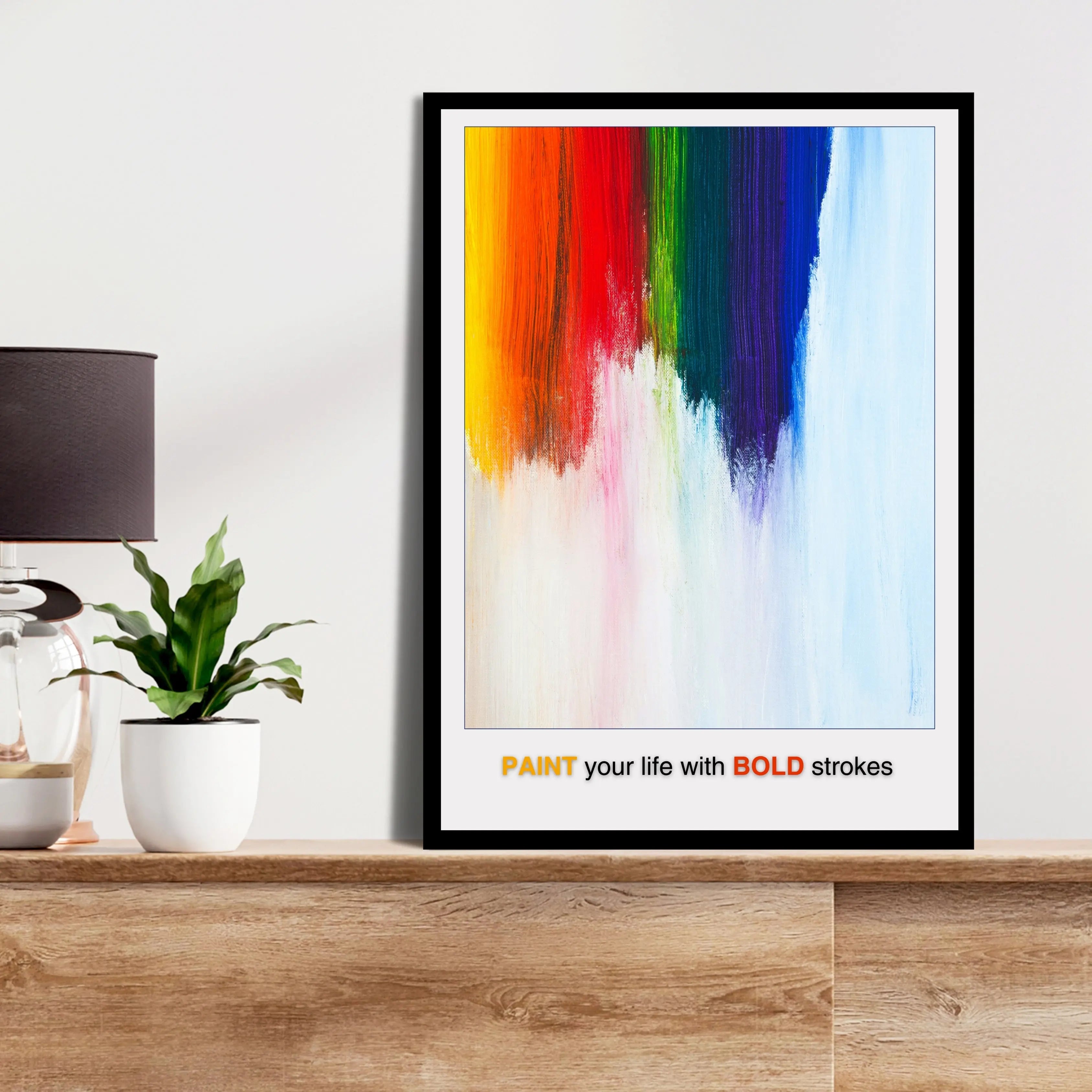 Colorful Abstract Brushstroke Art Print with Vibrant Rainbow Wall Decor - INK & FRAME STUDIO