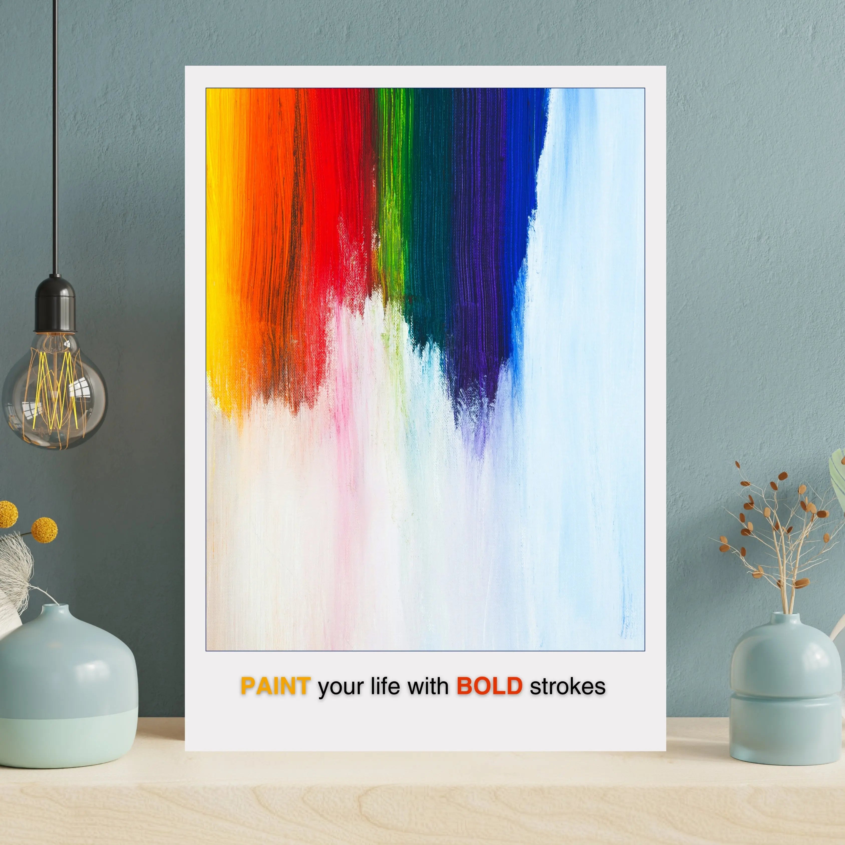 Colorful Abstract Brushstroke Art Print with Vibrant Rainbow Wall Decor - INK & FRAME STUDIO