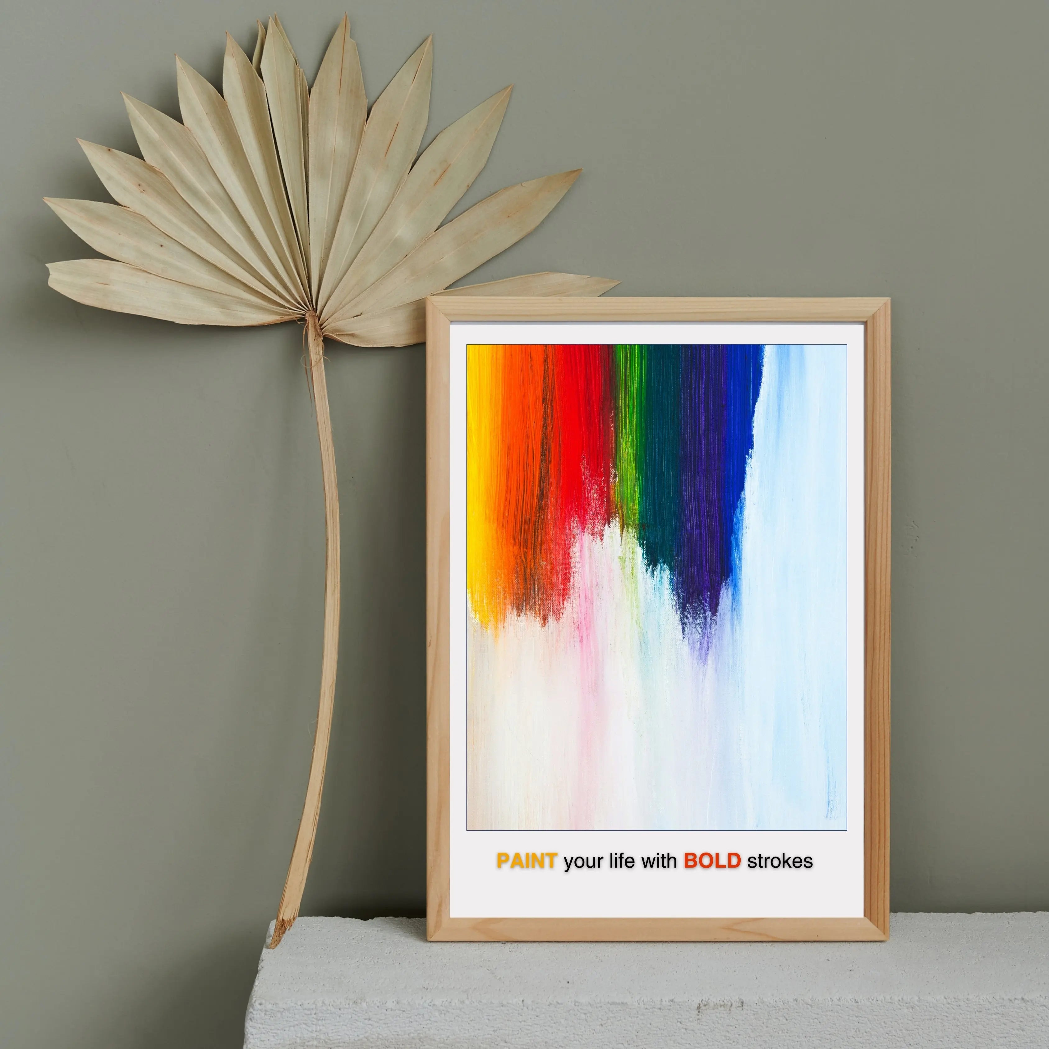 Colorful Abstract Brushstroke Art Print with Vibrant Rainbow Wall Decor - INK & FRAME STUDIO