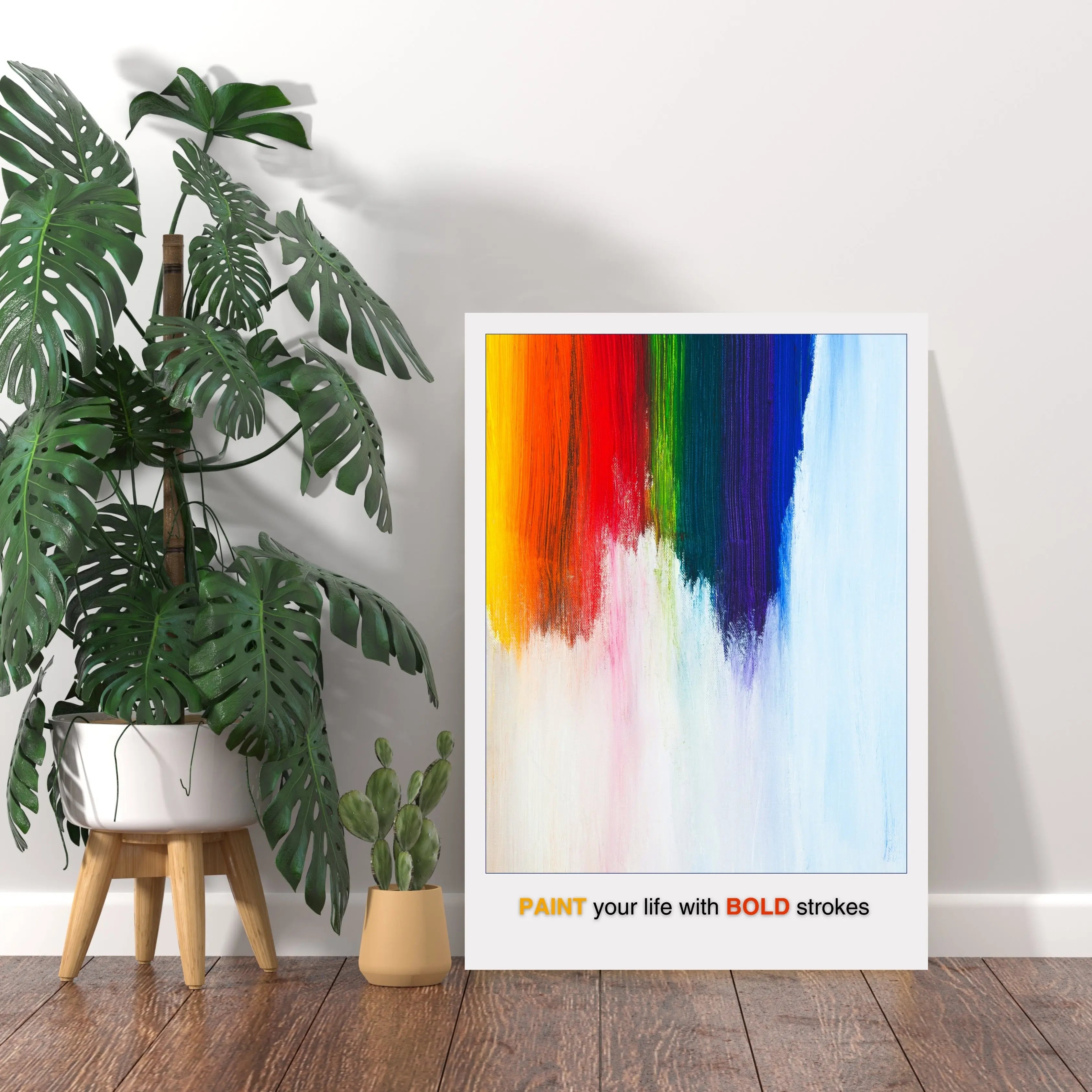 Colorful Abstract Brushstroke Art Print with Vibrant Rainbow Wall Decor - INK & FRAME STUDIO
