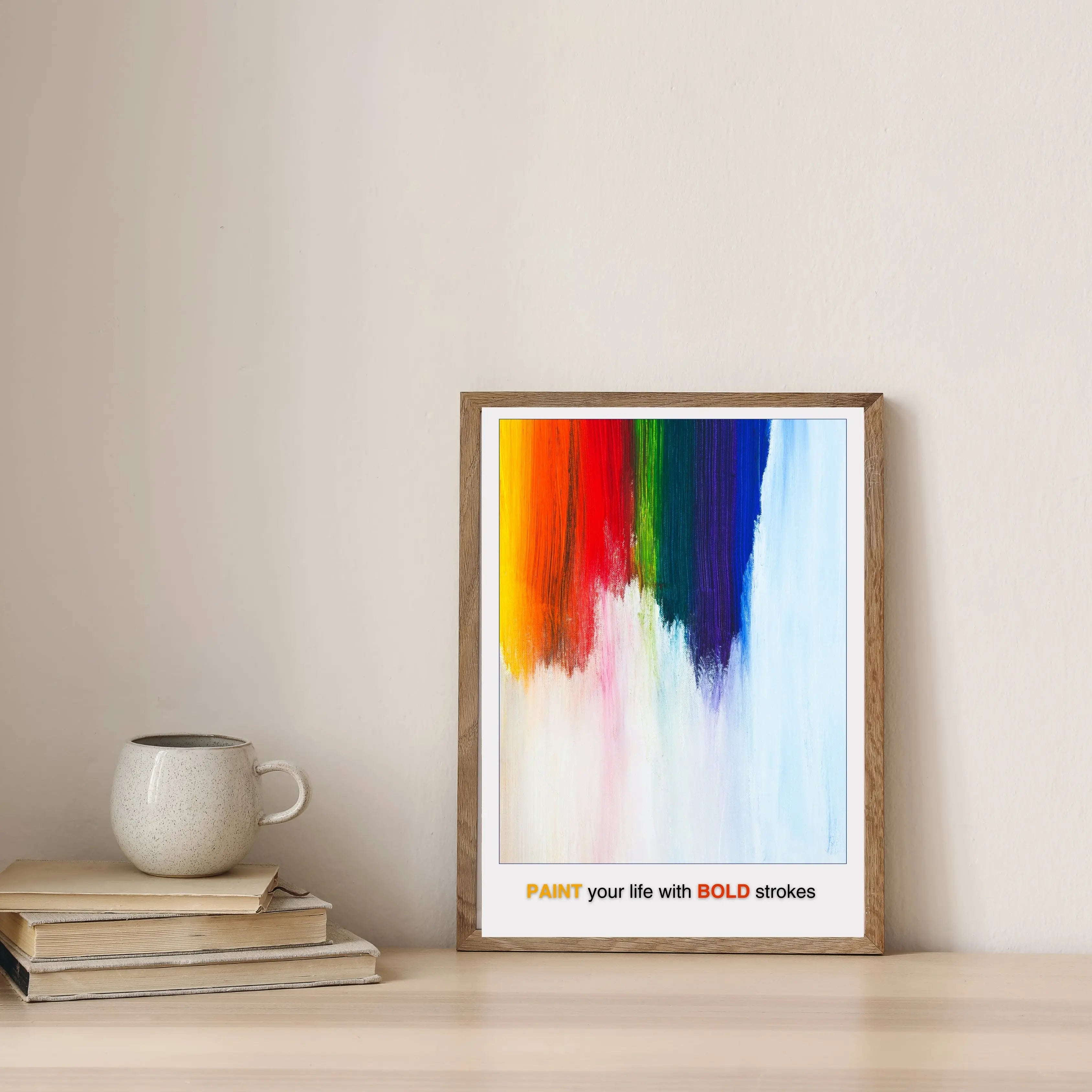 Colorful Abstract Brushstroke Art Print with Vibrant Rainbow Wall Decor - INK & FRAME STUDIO