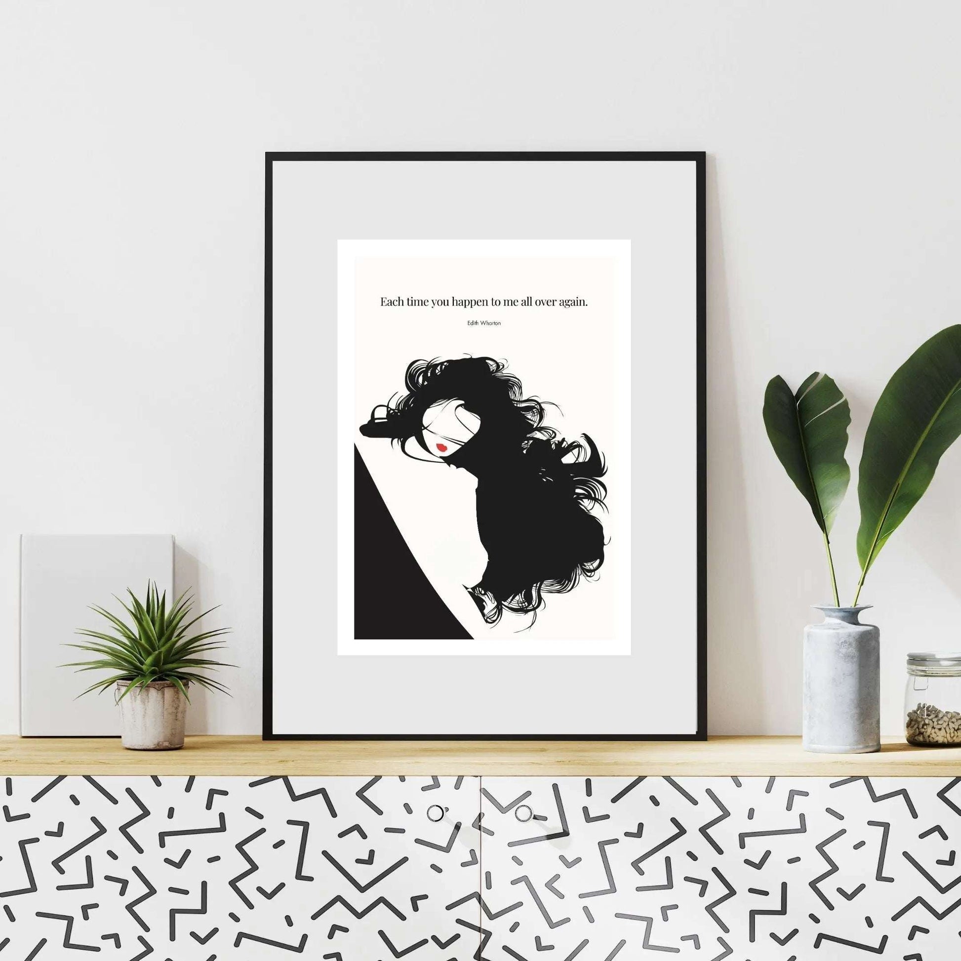 Edith Wharton Quote Print – "Each time you happen to me all over again" Wall Art Poster - INK & FRAME STUDIO