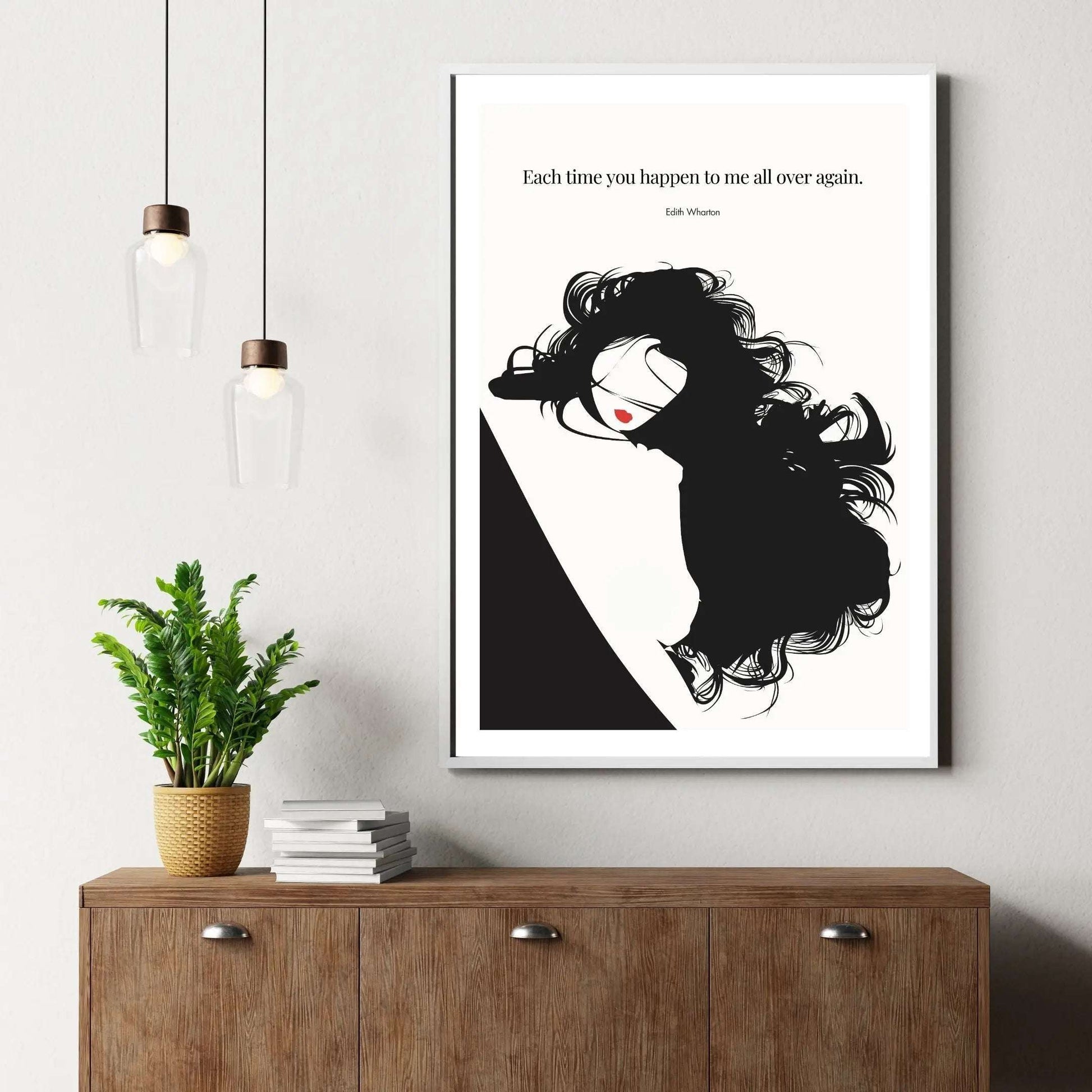Edith Wharton Quote Print – "Each time you happen to me all over again" Wall Art Poster - INK & FRAME STUDIO
