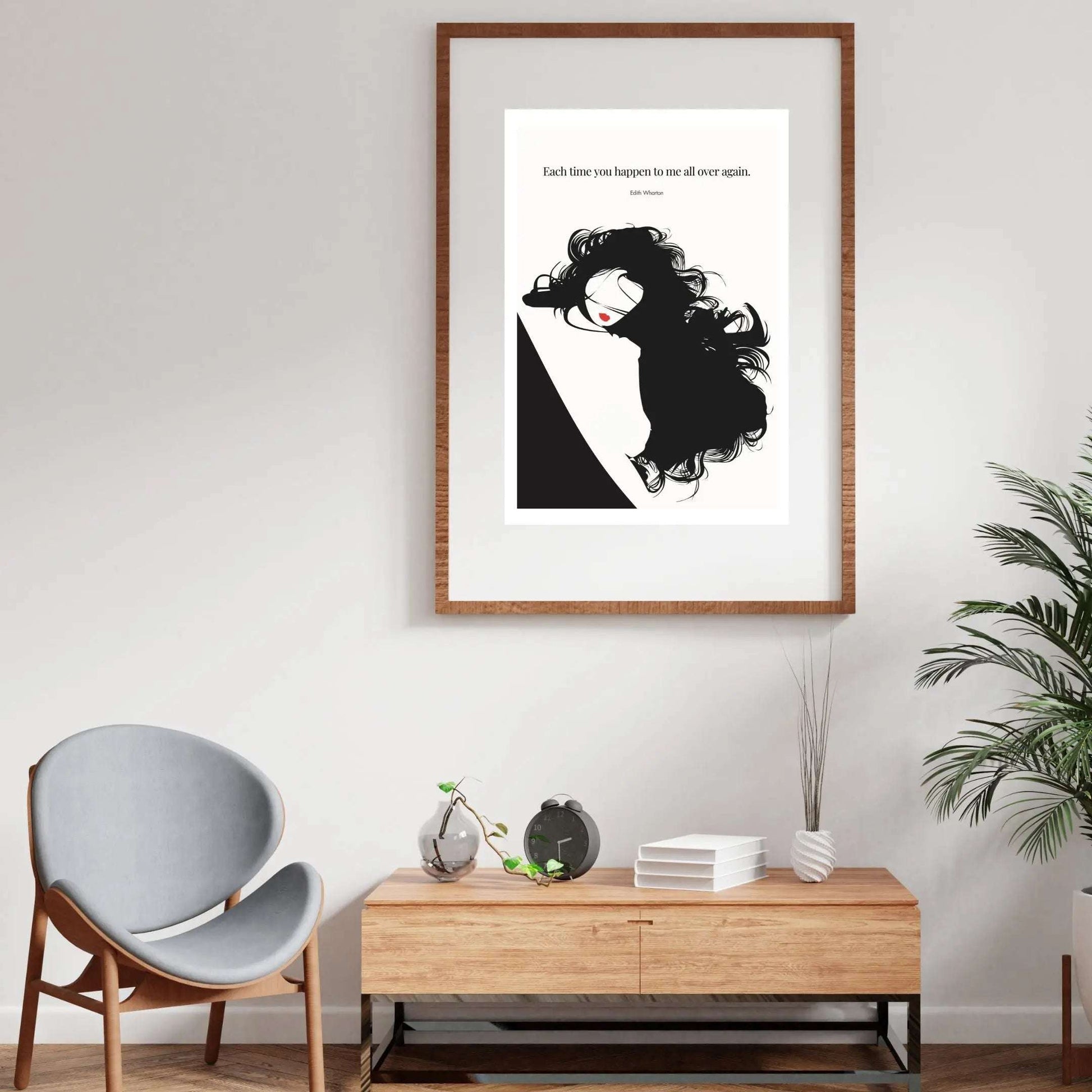 Edith Wharton Quote Print – "Each time you happen to me all over again" Wall Art Poster - INK & FRAME STUDIO