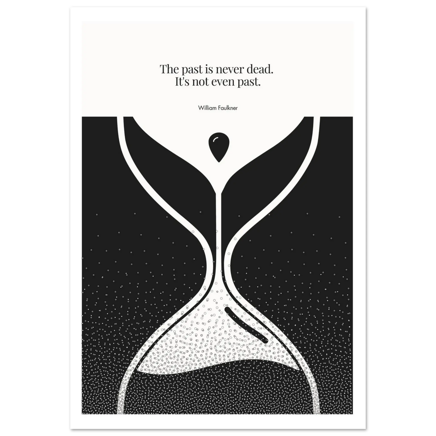 William Faulkner Quote Poster – “The Past Is Never Dead” | Minimalist Hourglass Wall Art - INK & FRAME STUDIO