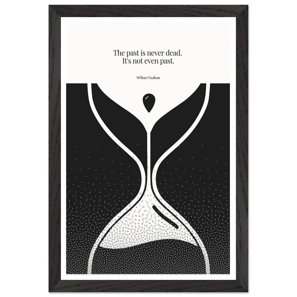 William Faulkner Quote Poster – “The Past Is Never Dead” | Minimalist Hourglass Wall Art - INK & FRAME STUDIO