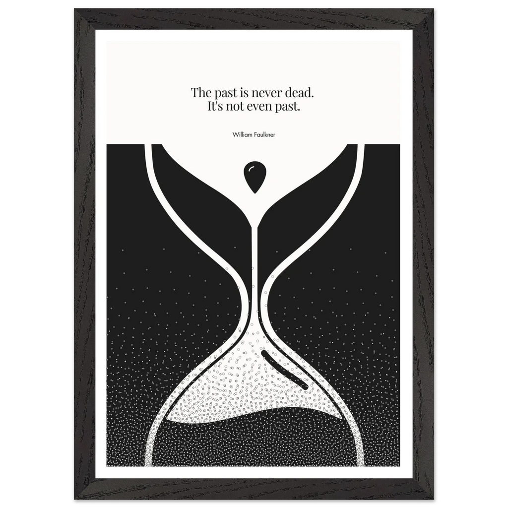 William Faulkner Quote Poster – “The Past Is Never Dead” | Minimalist Hourglass Wall Art - INK & FRAME STUDIO