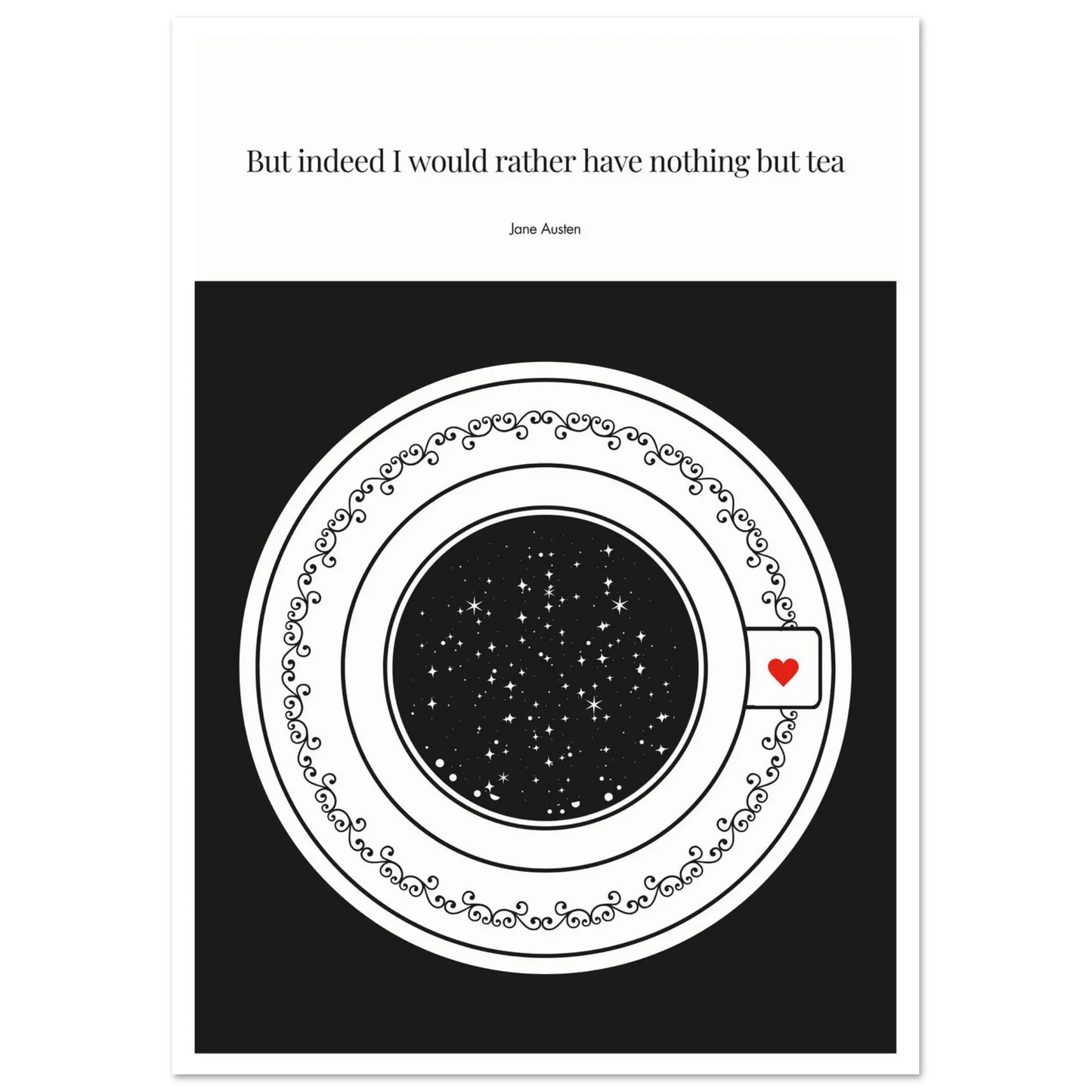 Jane Austen Quote Poster | Starry Night Teacup Art Print - INK & FRAME STUDIO