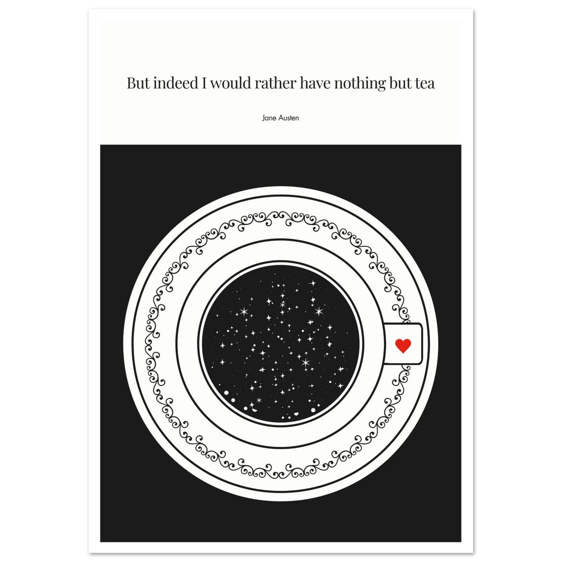 Jane Austen Quote Poster | Starry Night Teacup Art Print - INK & FRAME STUDIO