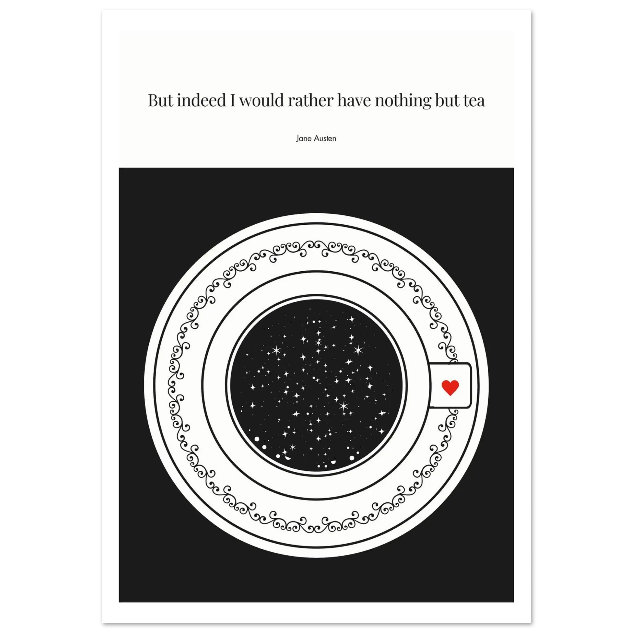 Jane Austen Quote Poster | Starry Night Teacup Art Print - INK & FRAME STUDIO