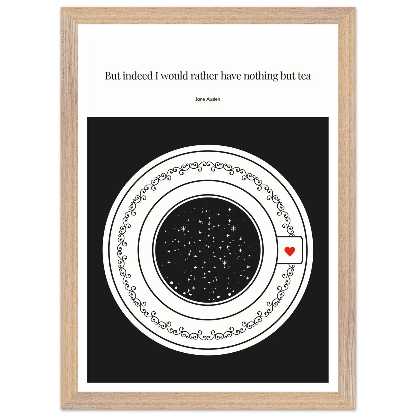 Jane Austen Quote Poster | Starry Night Teacup Art Print - INK & FRAME STUDIO