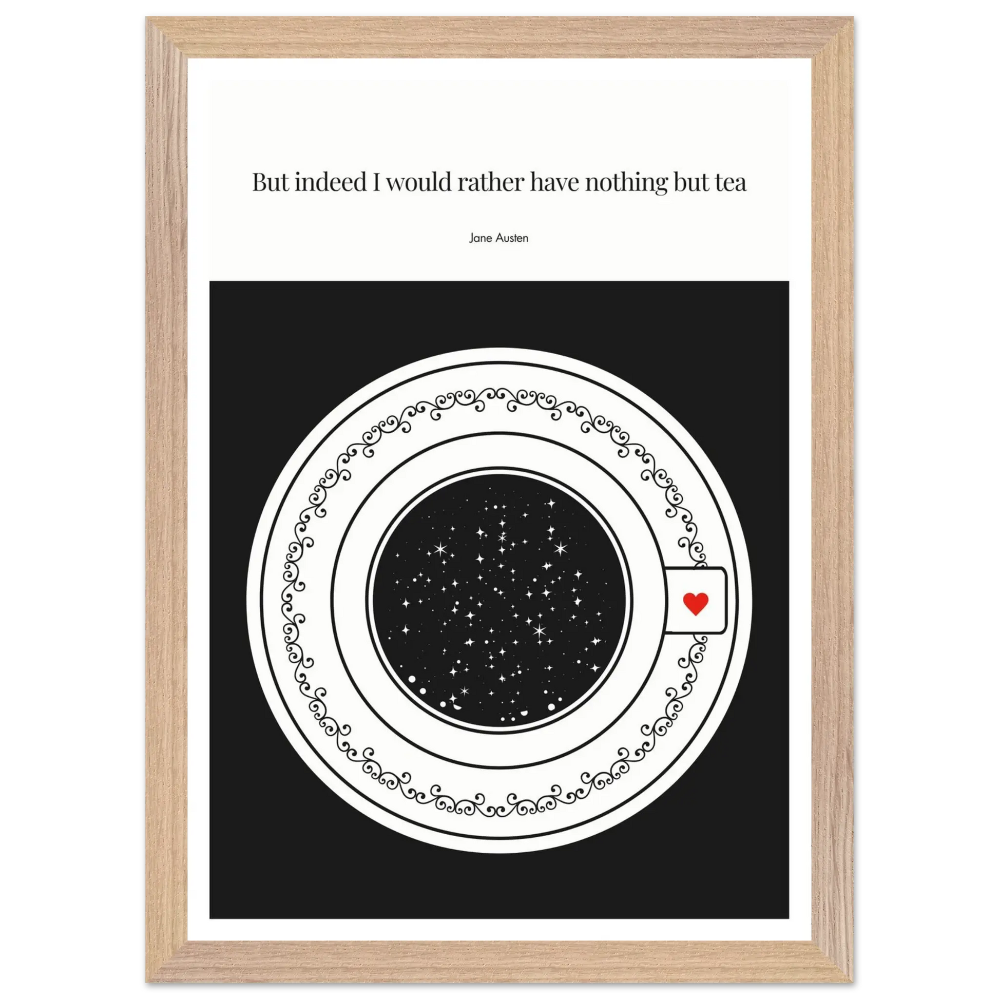 Jane Austen Quote Poster | Starry Night Teacup Art Print - INK & FRAME STUDIO