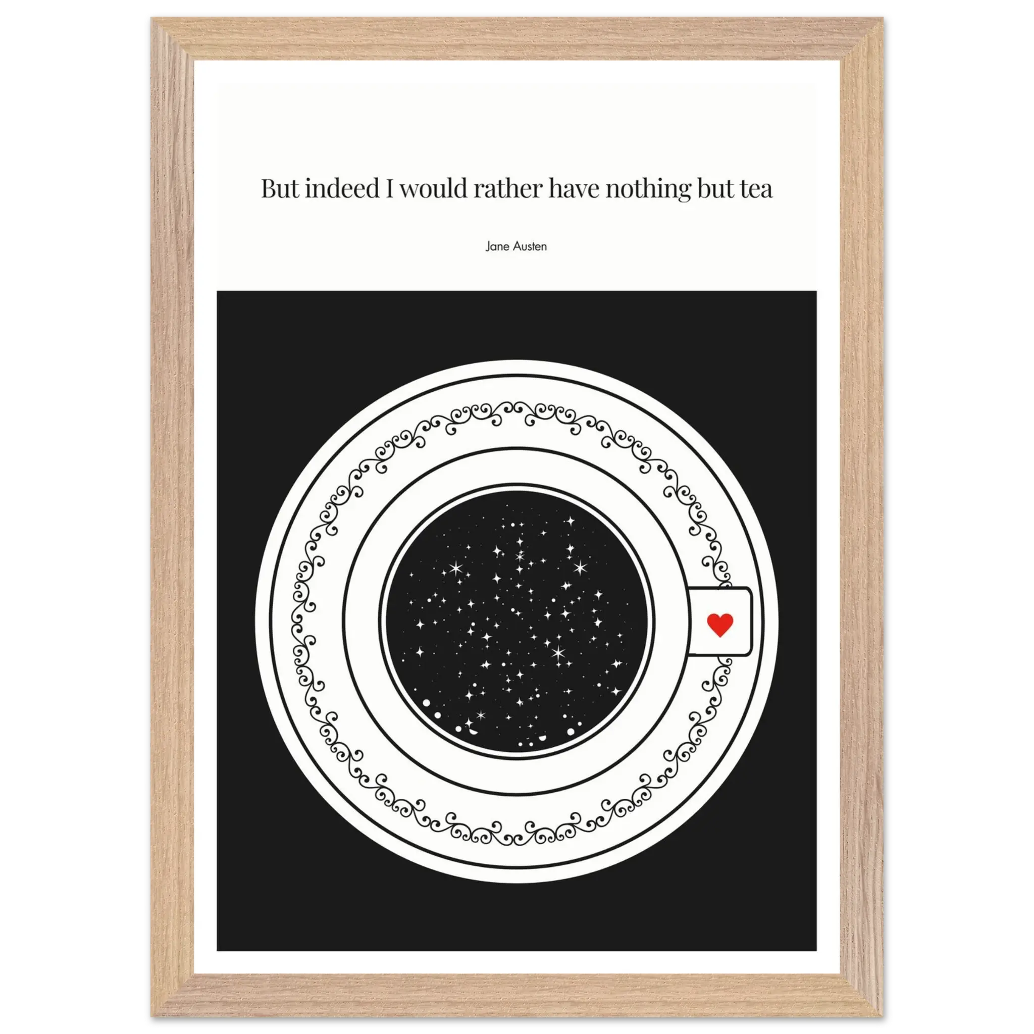 Jane Austen Quote Poster | Starry Night Teacup Art Print - INK & FRAME STUDIO