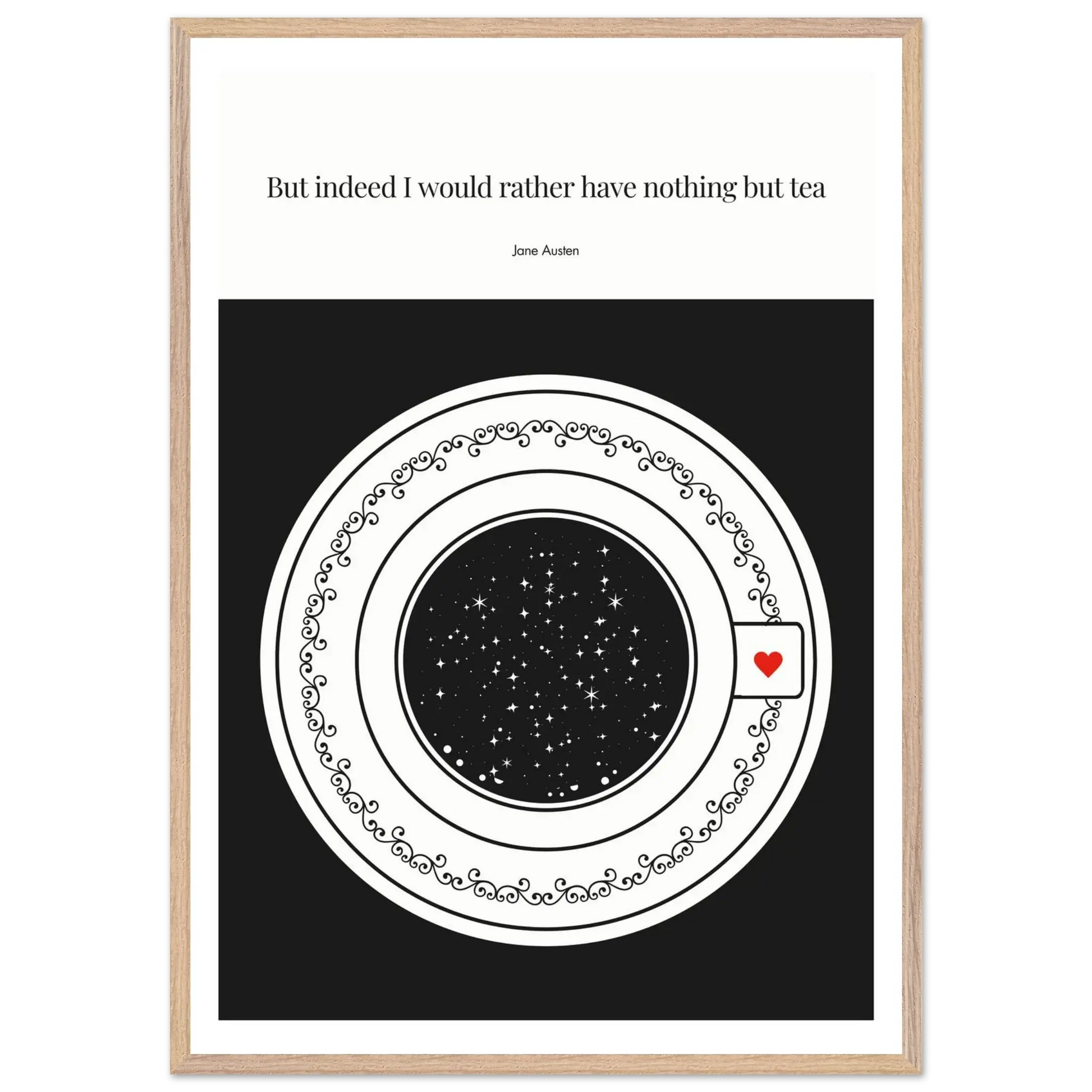 Jane Austen Quote Poster | Starry Night Teacup Art Print - INK & FRAME STUDIO